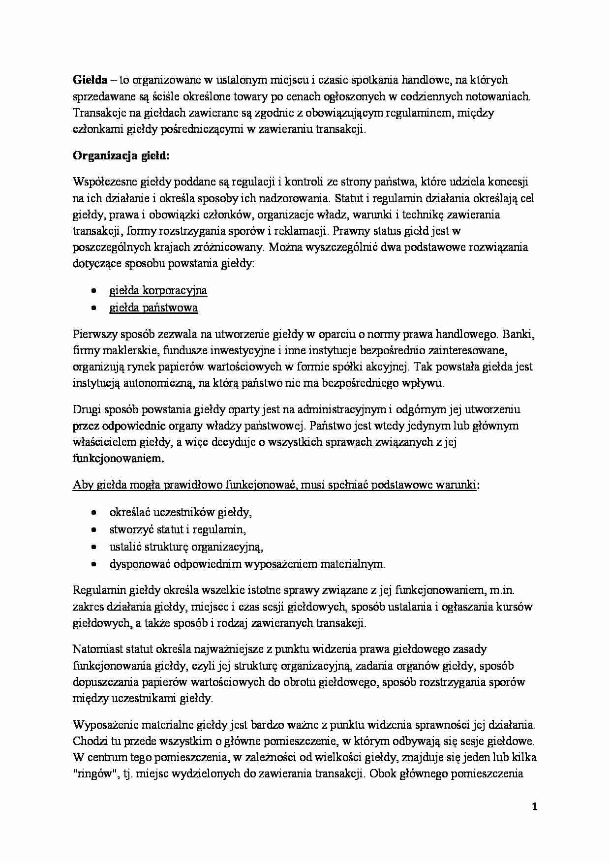 Giełda - podstawowe informacje - strona 1