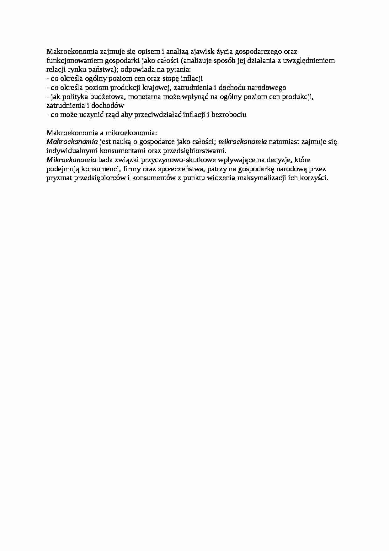 Definicja makroekonomii - omówienie - strona 1