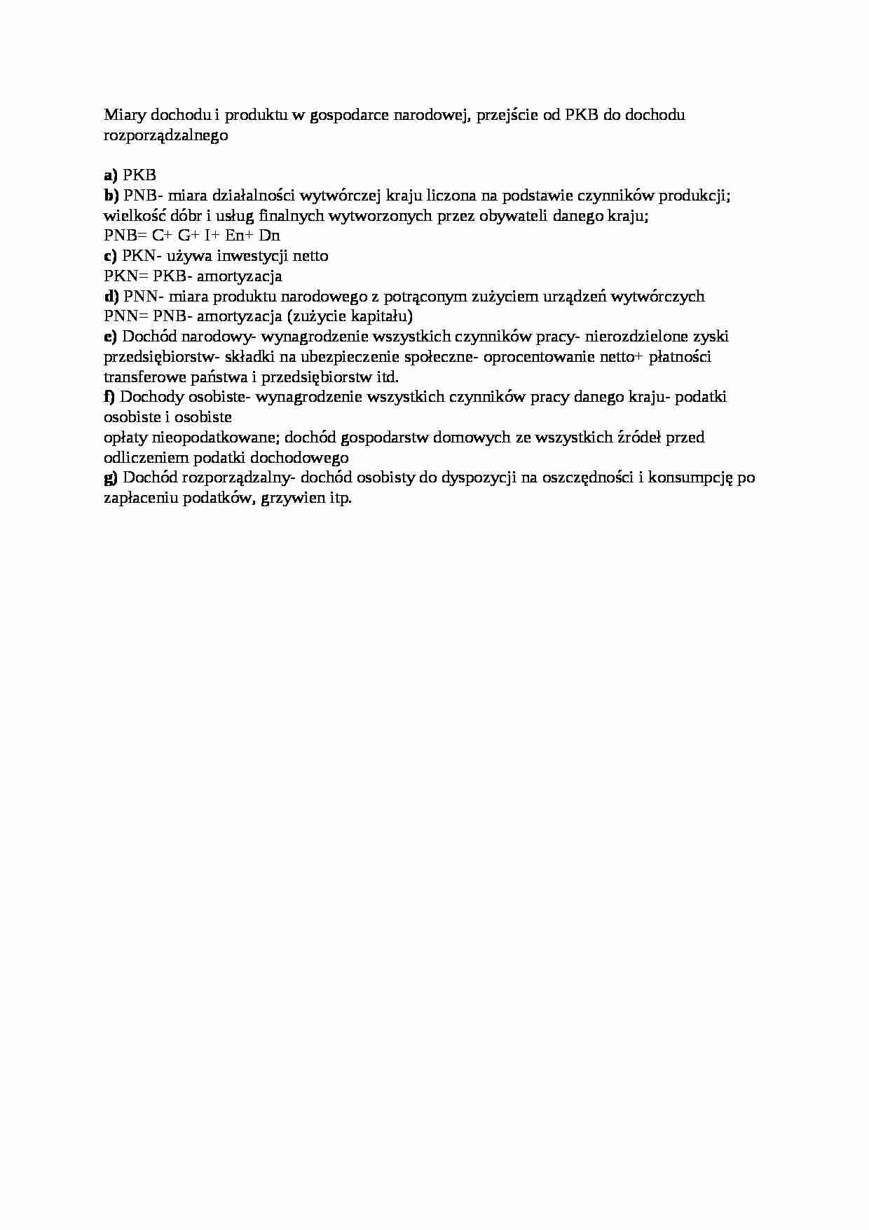 Miary dochodu i produktu w gospodarce narodowej - omówienie - strona 1