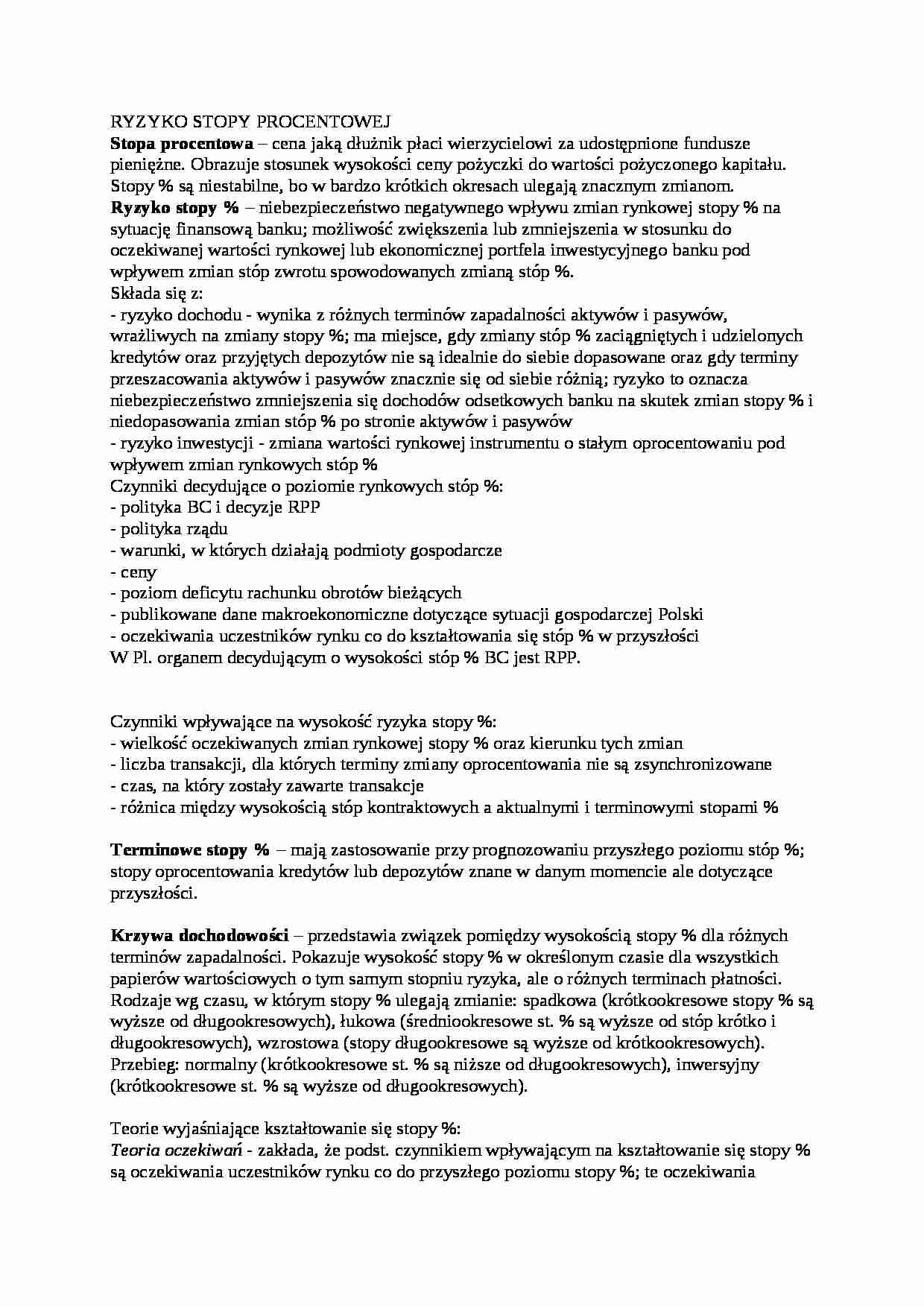 Ryzyko stopy procentowej - omówienie - strona 1