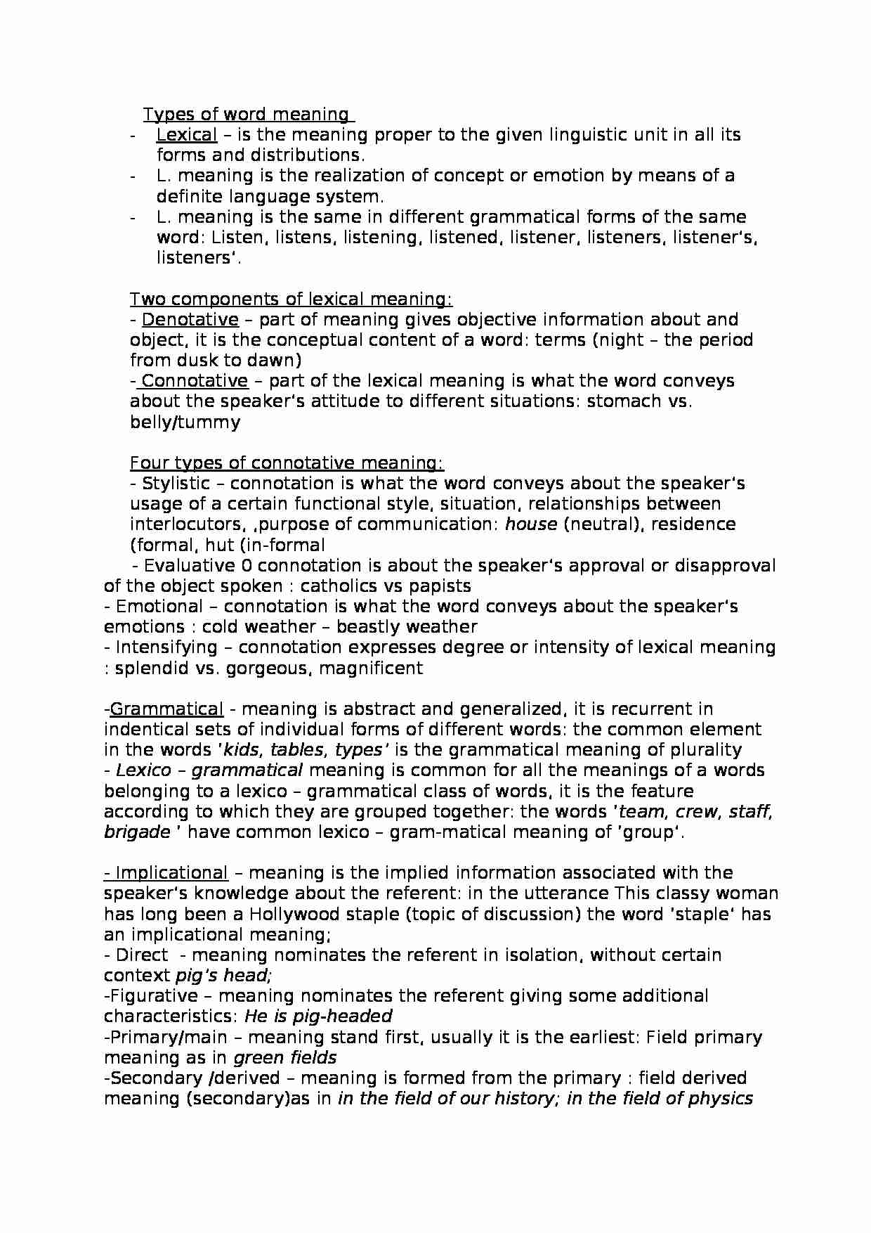 Types of word meaning-opracowanie - strona 1