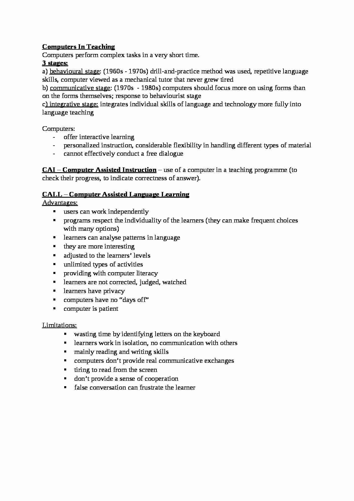 Computers In Teaching-opracowanie - strona 1