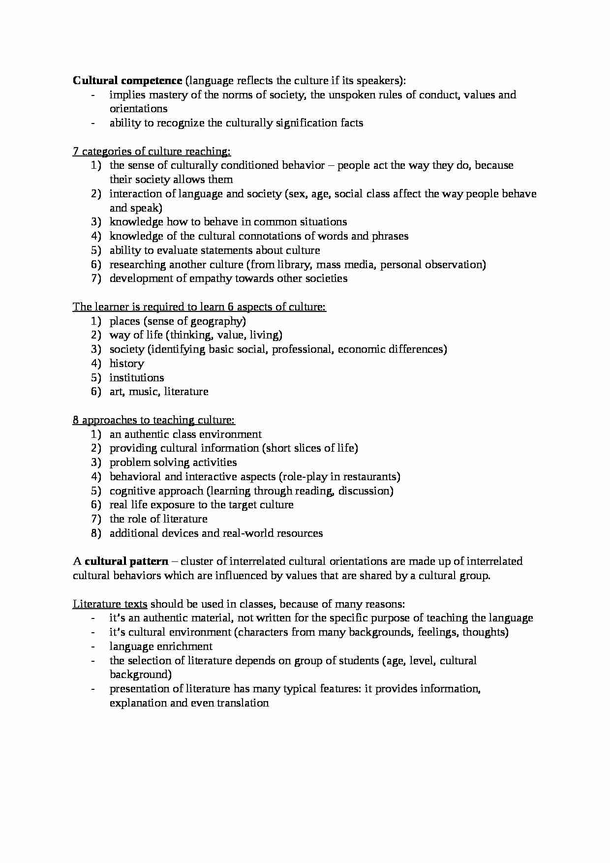 Culture teaching-opracowanie - strona 1