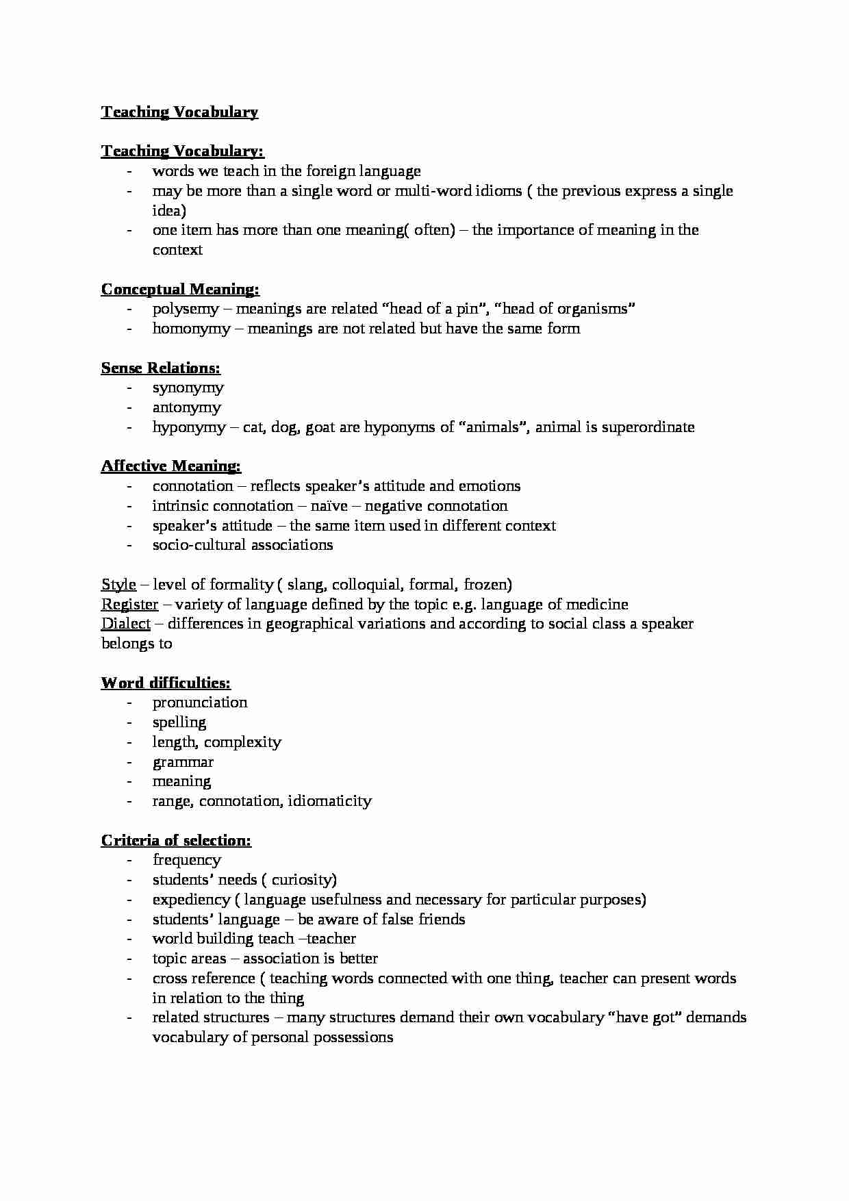 Teaching Vocabulary-opracowanie - strona 1