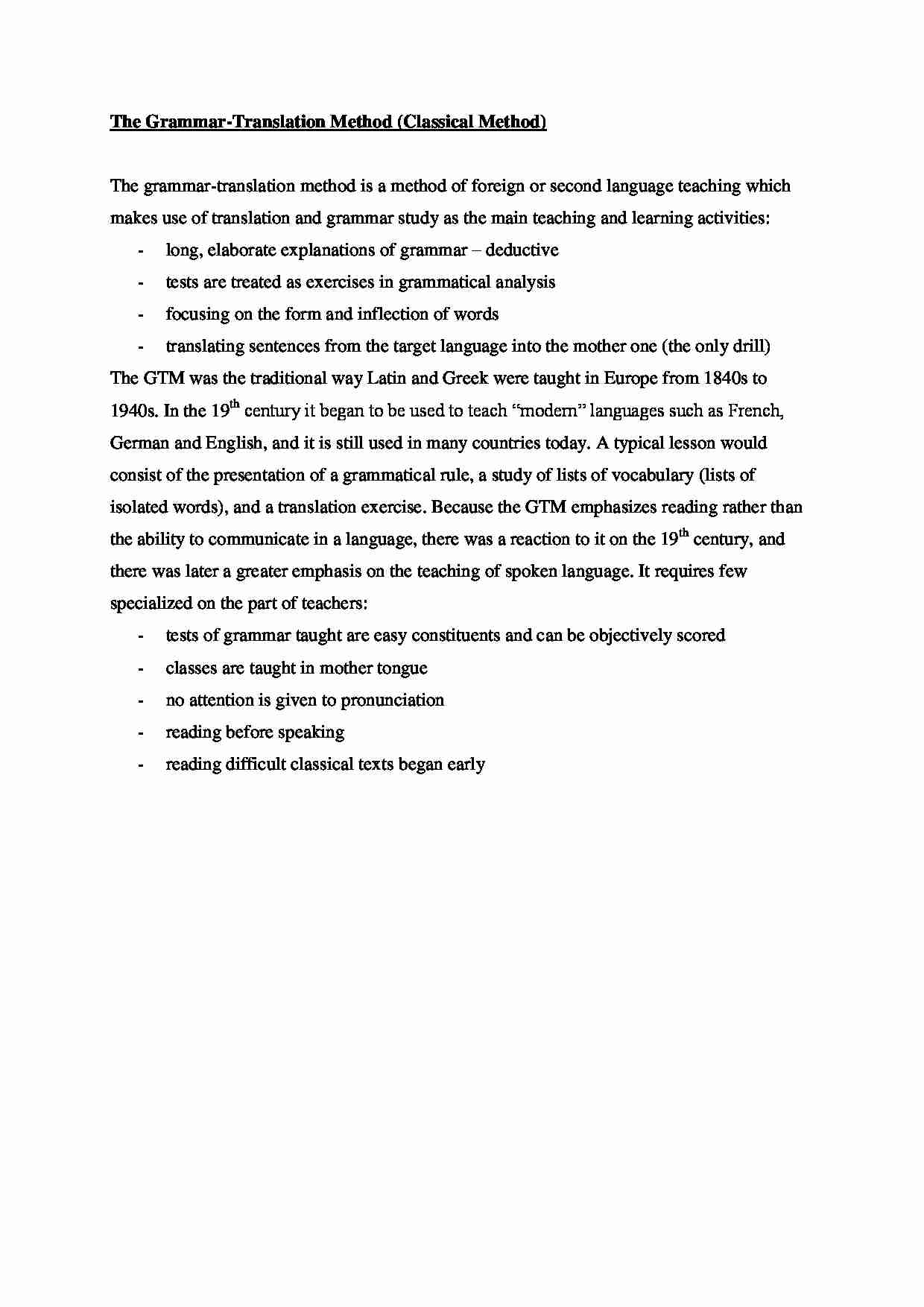 The Grammar-Translation Method-opracowanie - strona 1