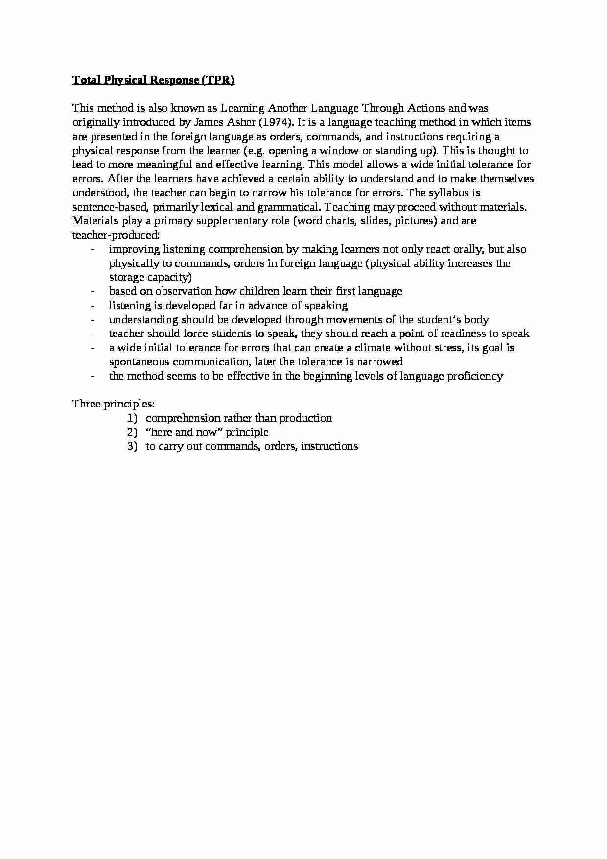 Total Physical Response-opracowanie - strona 1