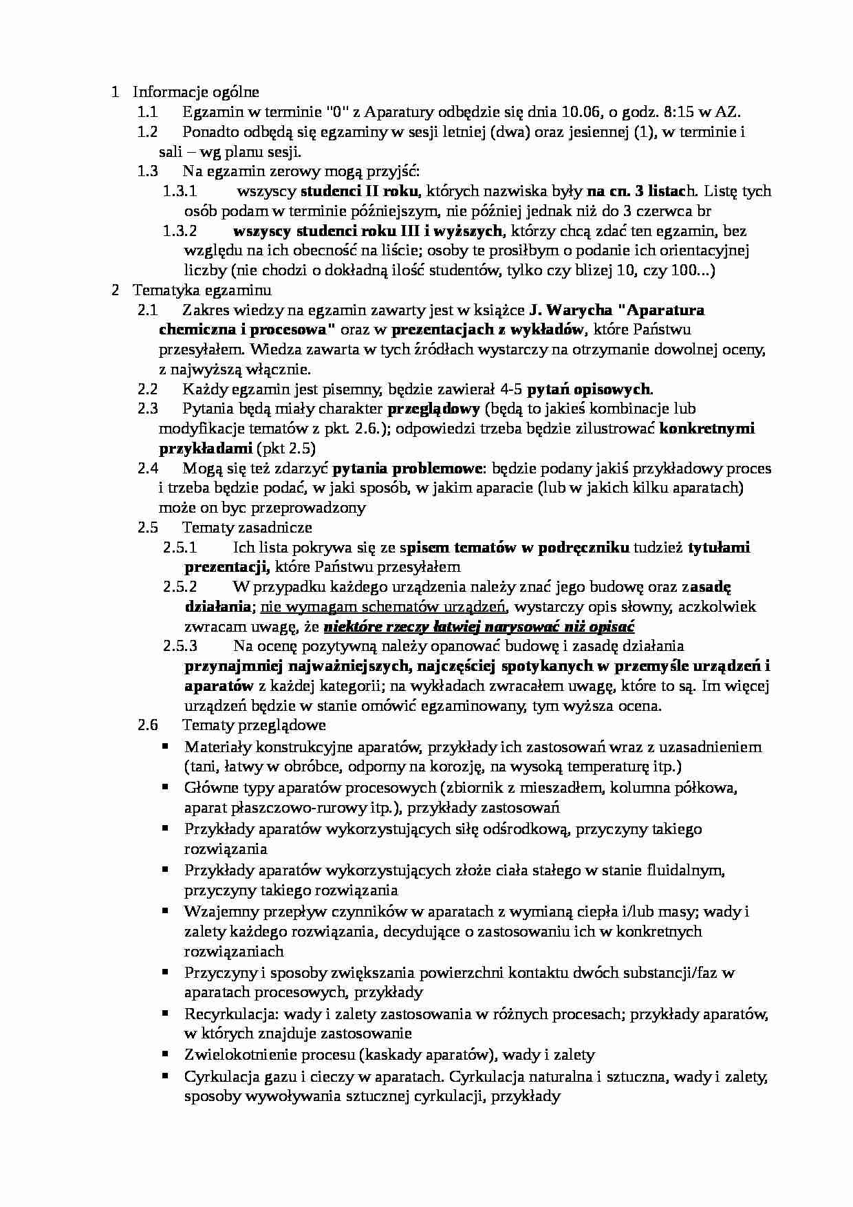 Aparatura chemiczna i maszynoznawstwo - wykład do egzaminu - strona 1