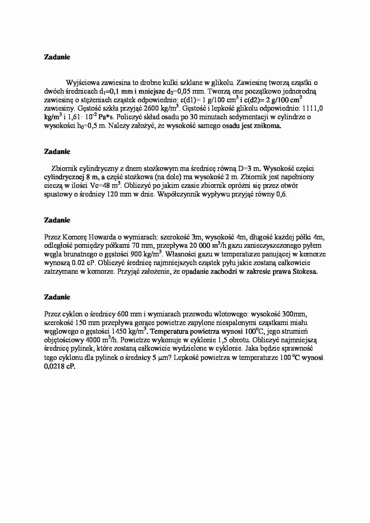 Inżynieria chemiczna - ćwiczenia - strona 1