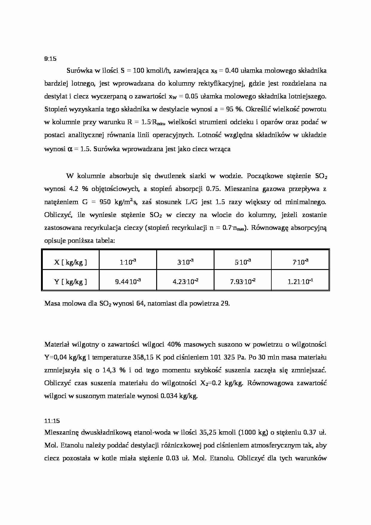 Inżynieria chemicznakolokwium - Ciecz wyczerpana - strona 1
