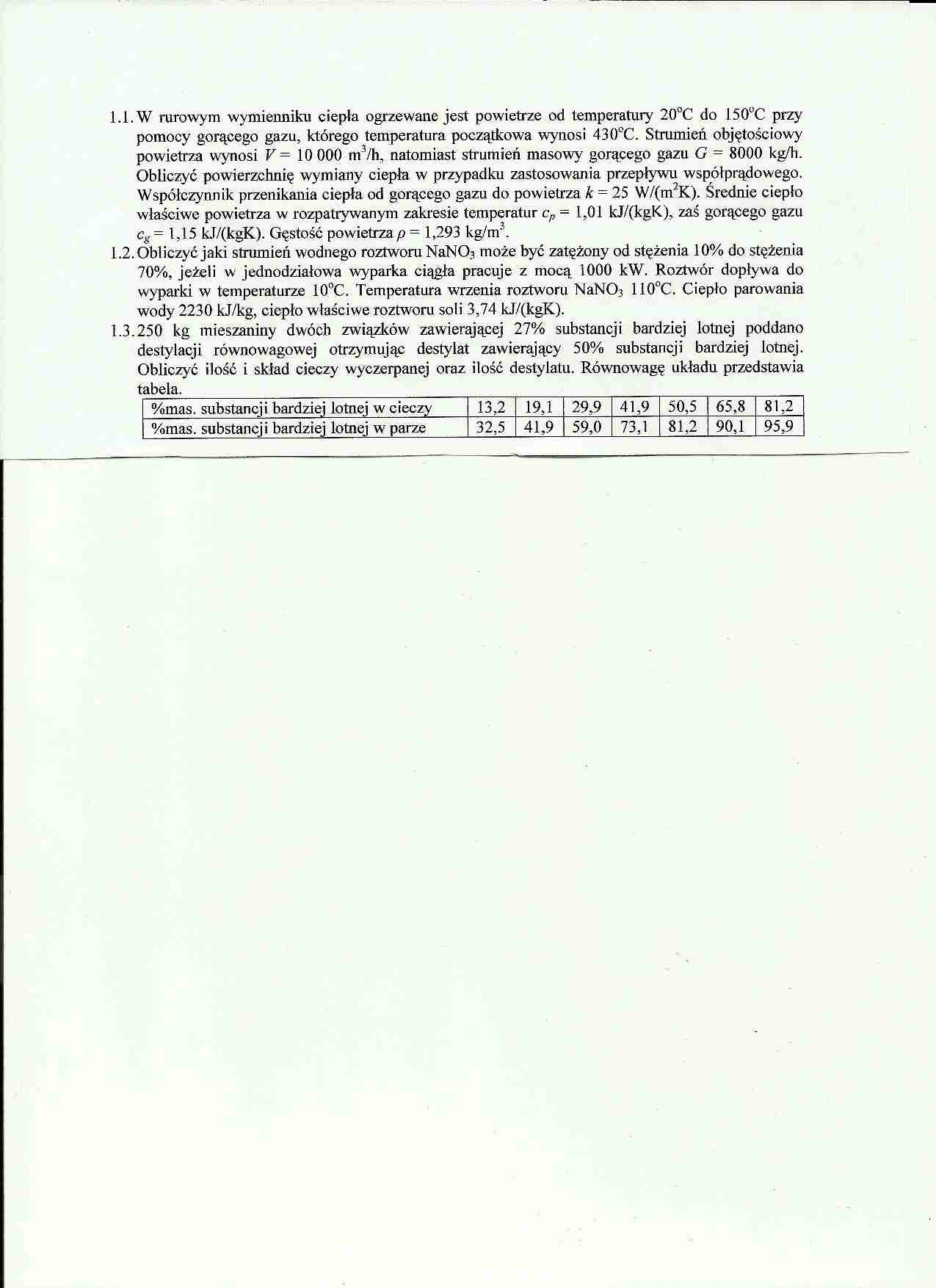 Inżynieria chemiczna - ćwiczenia - wymienniki ciepła - strona 1