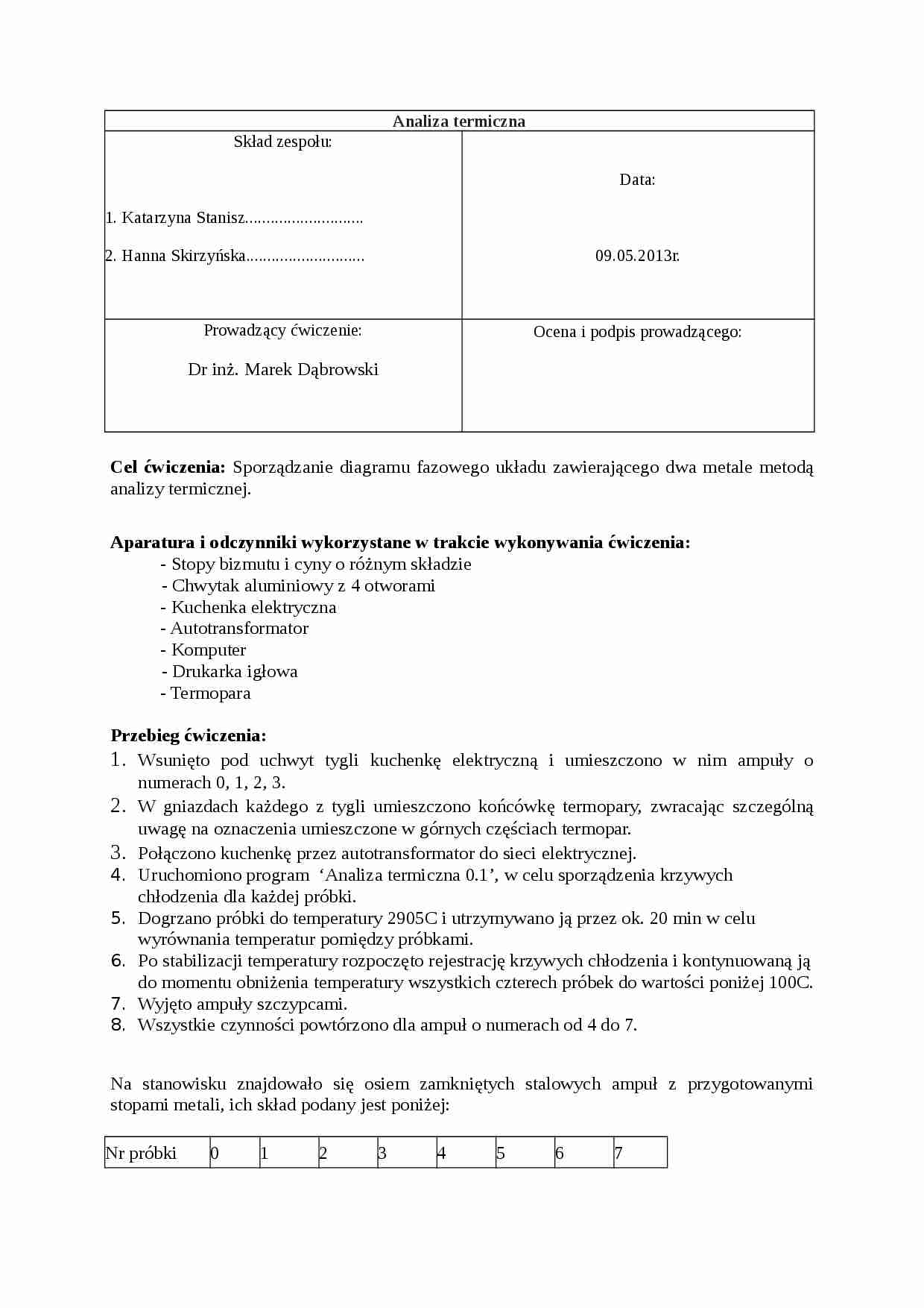 Analiza termiczna - wykład - Krzywa chłodzenia - strona 1