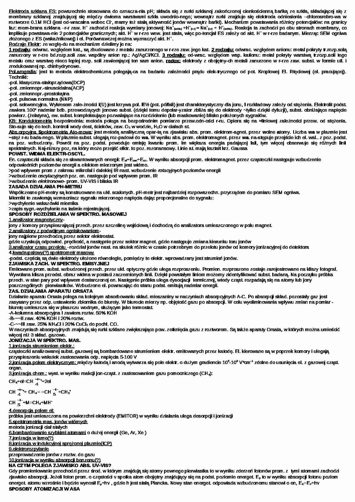 Chemia analityczna - wykład - Elektroda szklana ES - strona 1