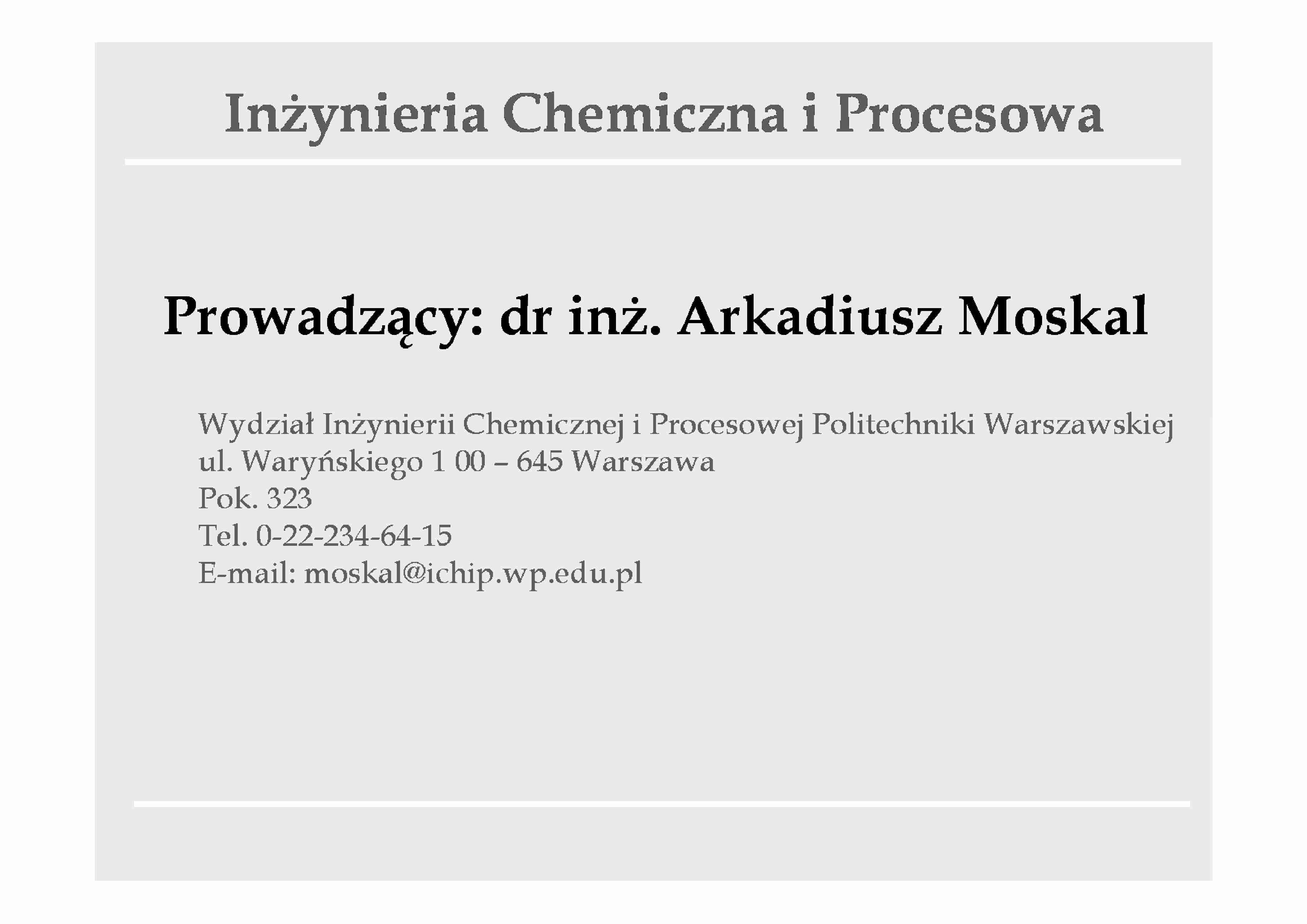 Inżynieria chemiczna i procesowa - wykład - strona 1