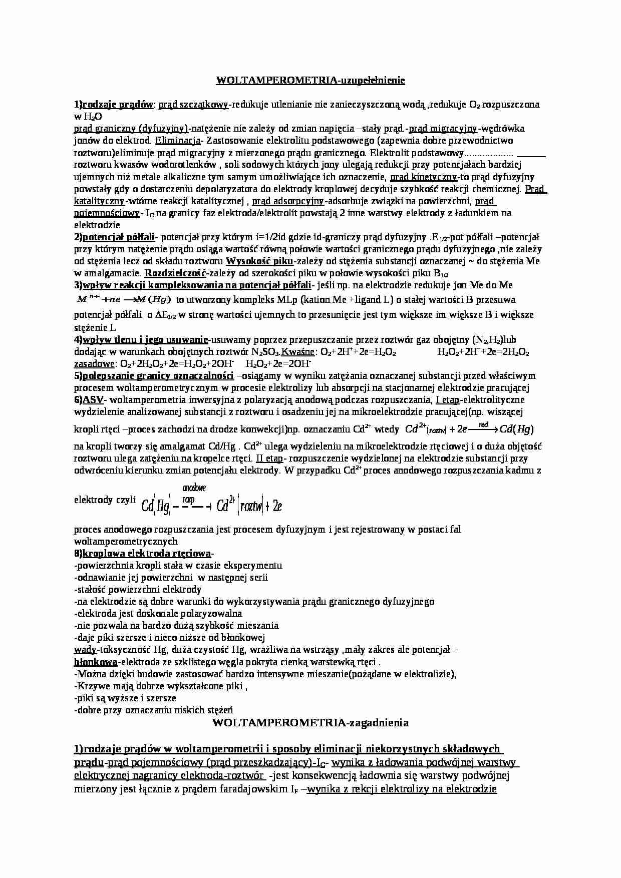 Woltamperometria - egzamin - strona 1