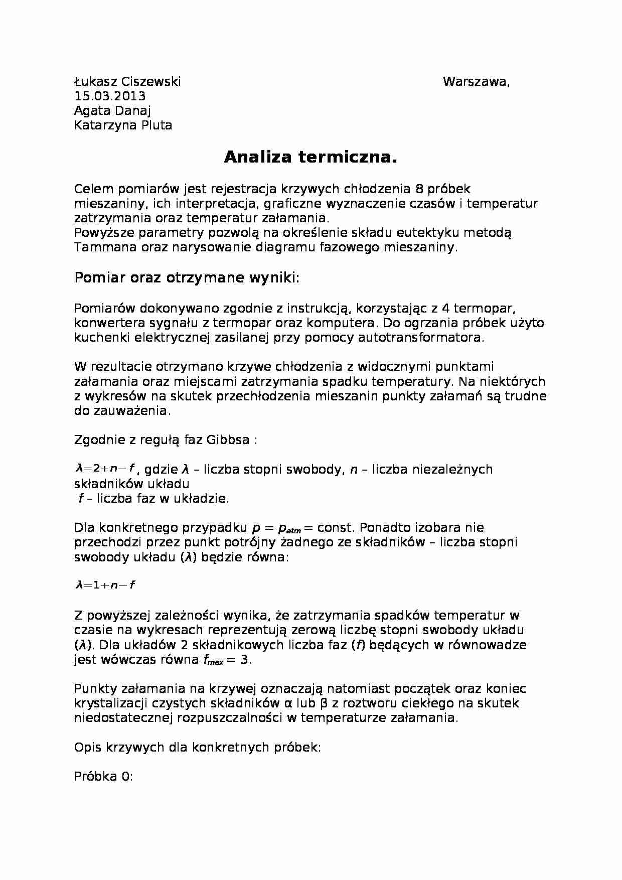 Analiza termiczna - wykład - Diagram fazowy - strona 1