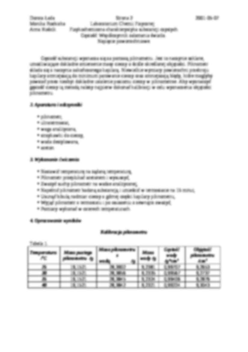 Fizykochemiczna charakterystyka substancji czystych - wykład - Kalibracja piknometru - strona 2