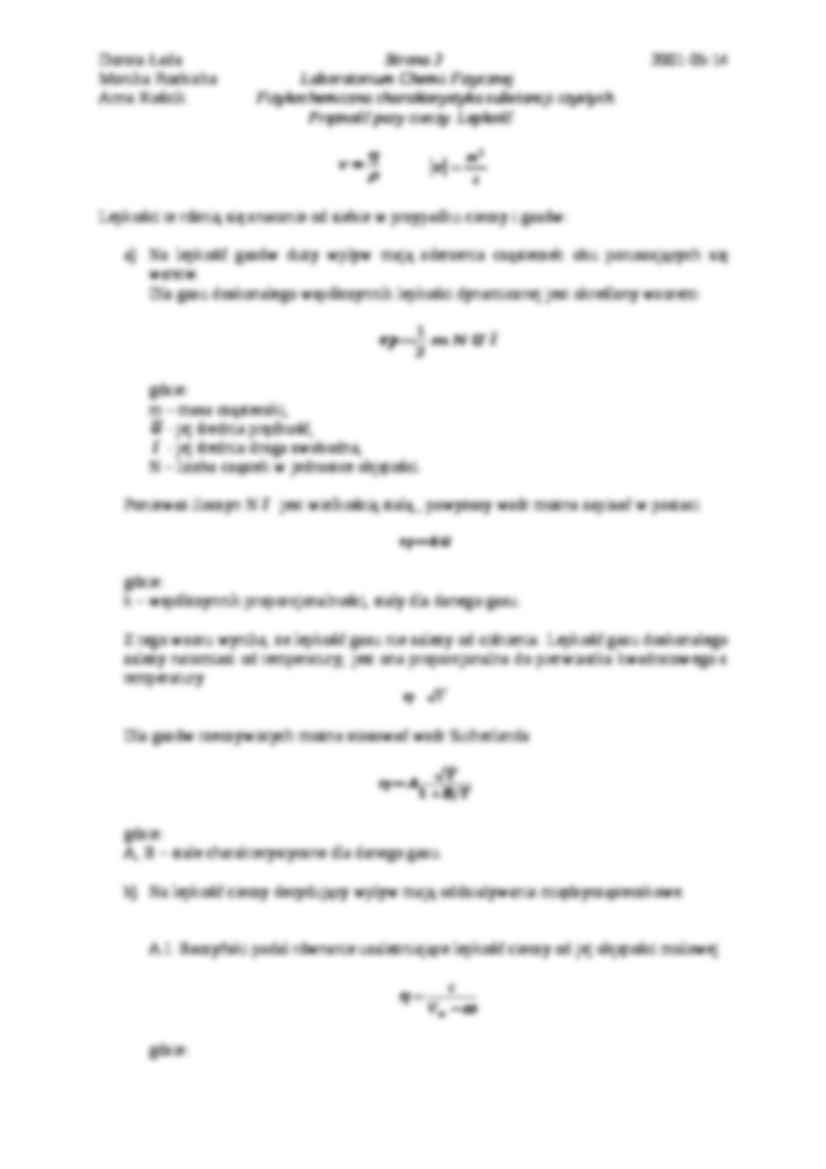 Prężność pary cieczy. Lepkość - sprawozdanie - strona 2