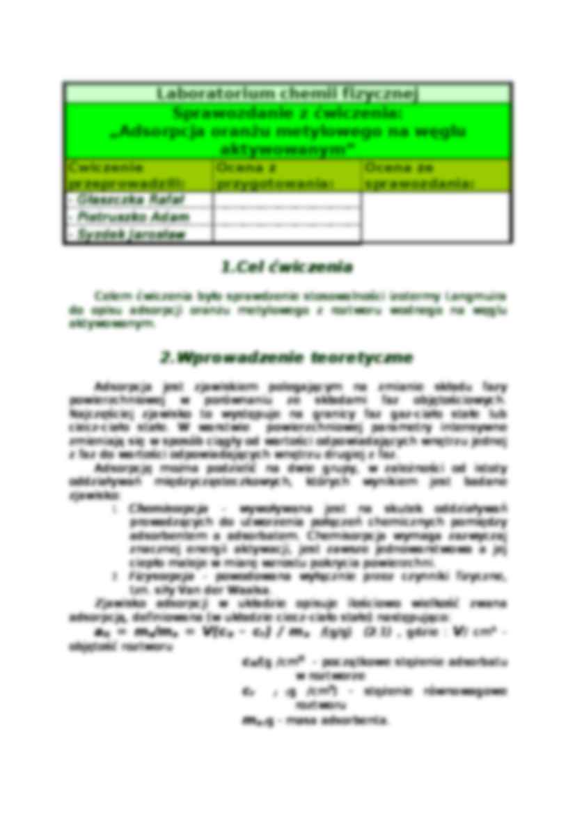 Sprawozdanie - adsorpcja oranżu - strona 2