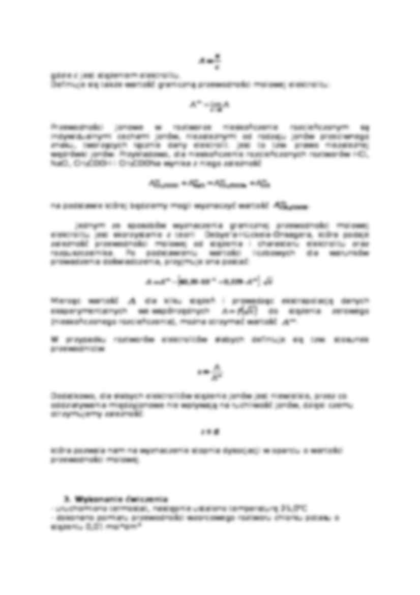 Przewodność elektrolitów mocnych i słabych - sprawozdanie - strona 2