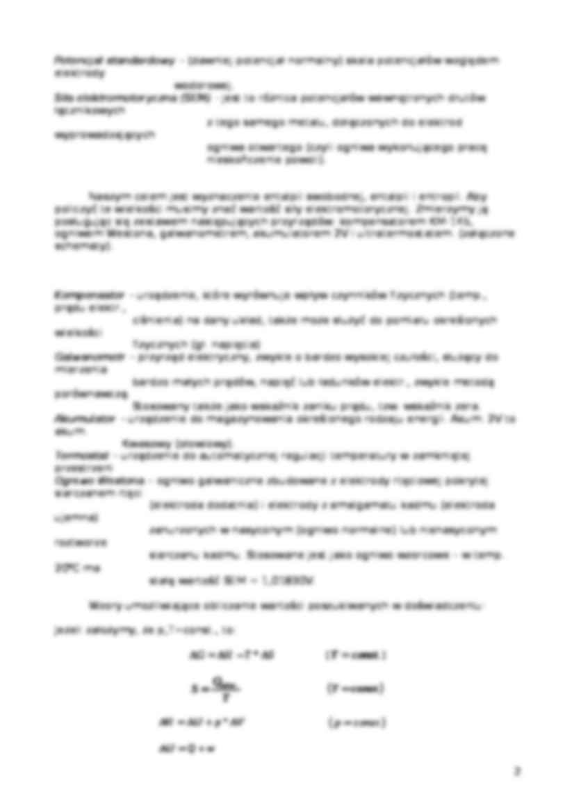 Siła elektromotoryczna ogniwa-funkcje termodynamiczne - sprawozdanie - strona 2