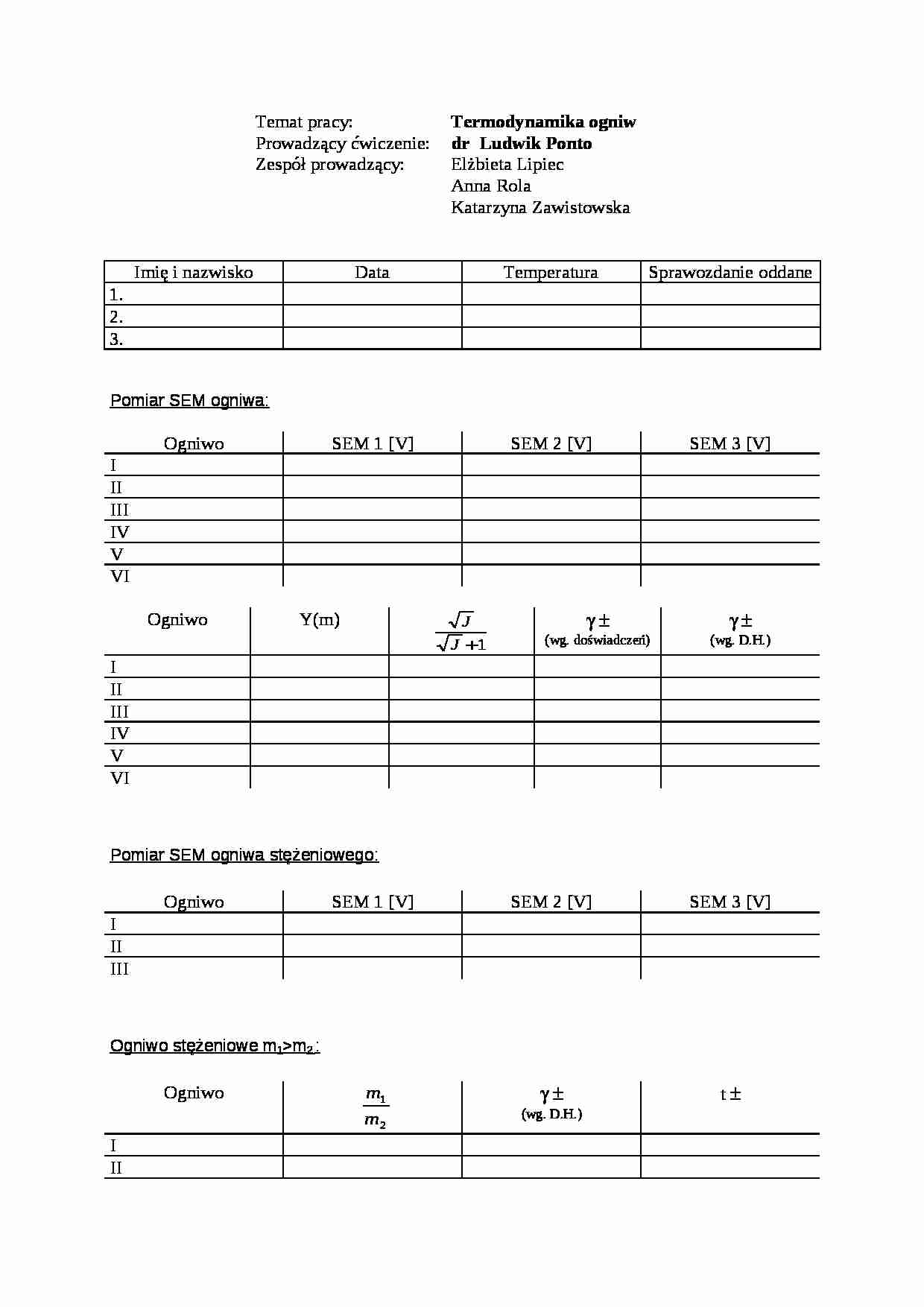 Termodynamika ogniw - wykład - strona 1