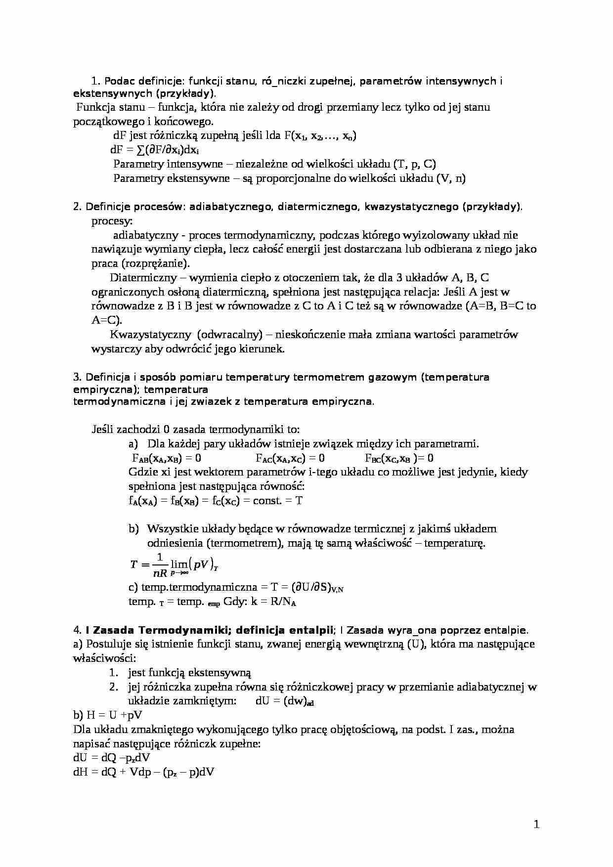 Termodynamika techniczna i chemiczna - wykład - strona 1