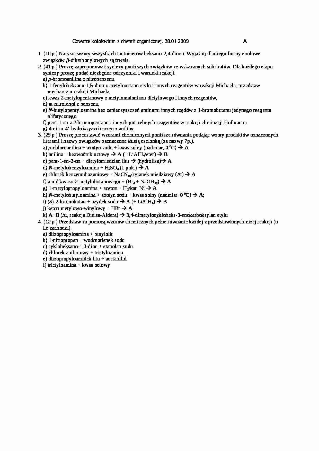 Kolokwium z chemii organicznej - Kwas solny - strona 1