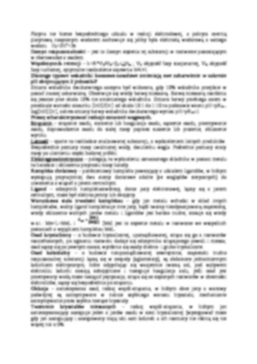 Pojęcia z chemii analitycznej - wykład - strona 2