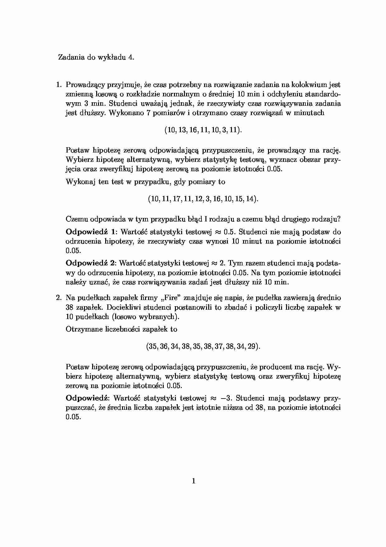 Ćwiczenia - statystyka - strona 1
