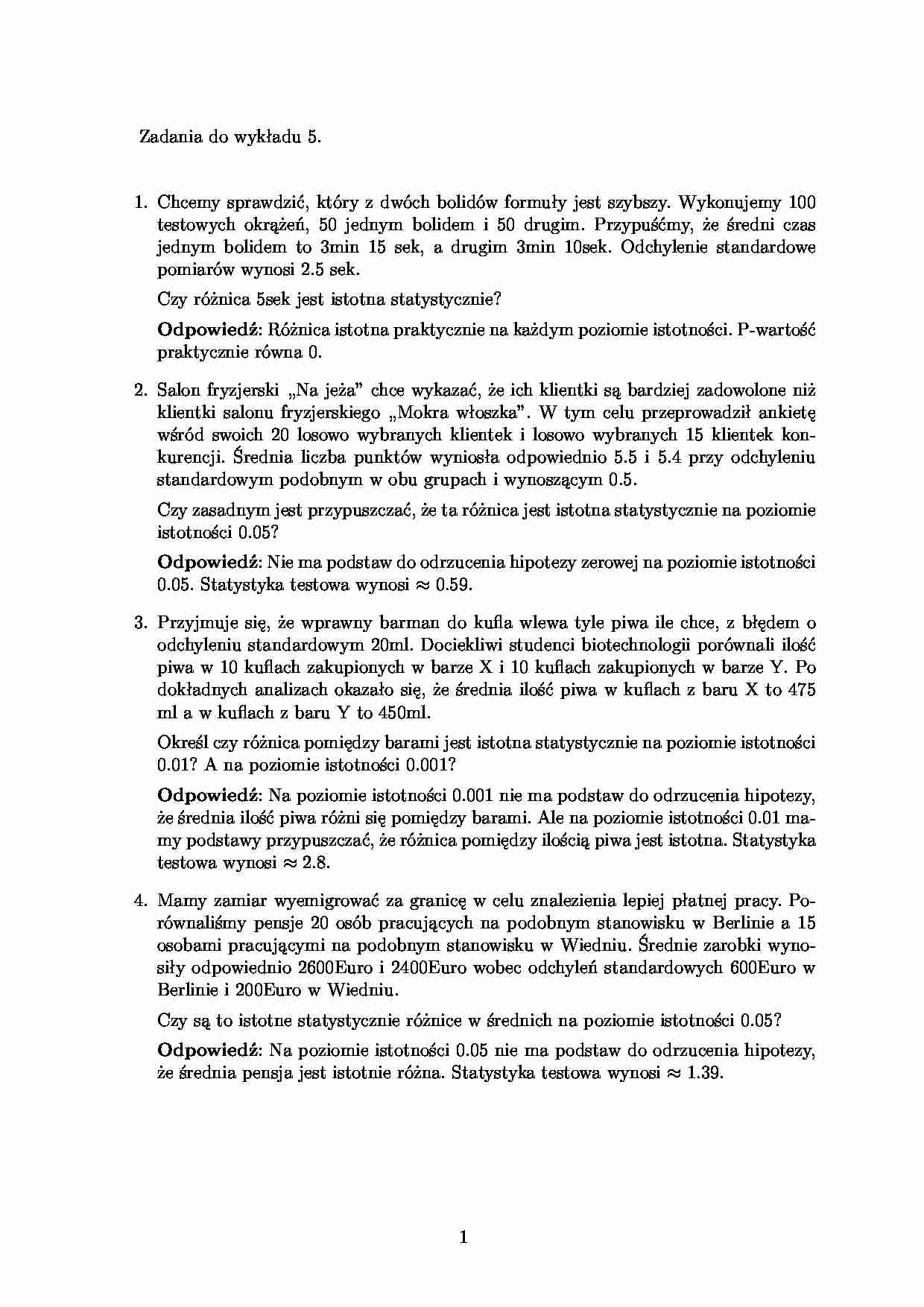 Zadania ze statystyki - strona 1