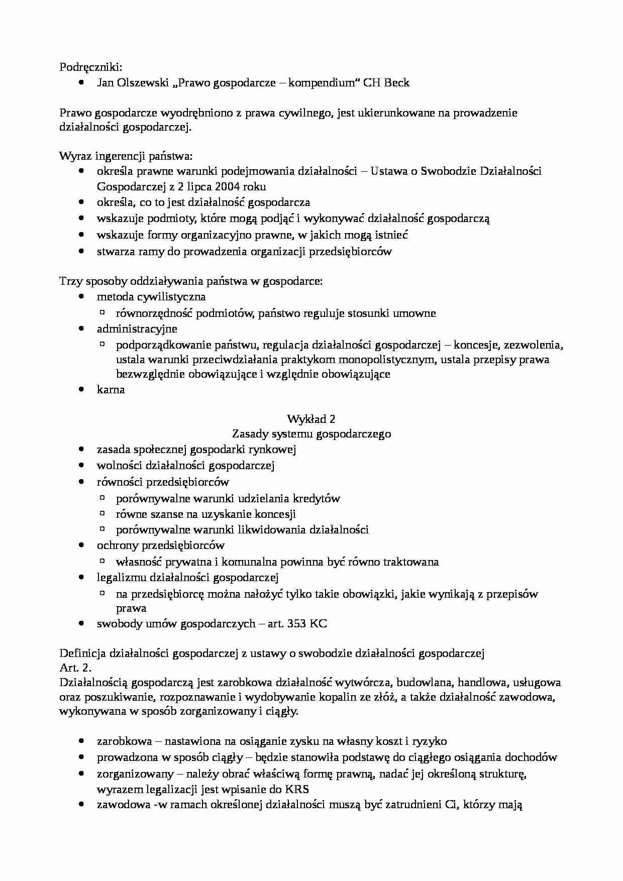 Prawo gospodarcze - Wyklady - strona 1