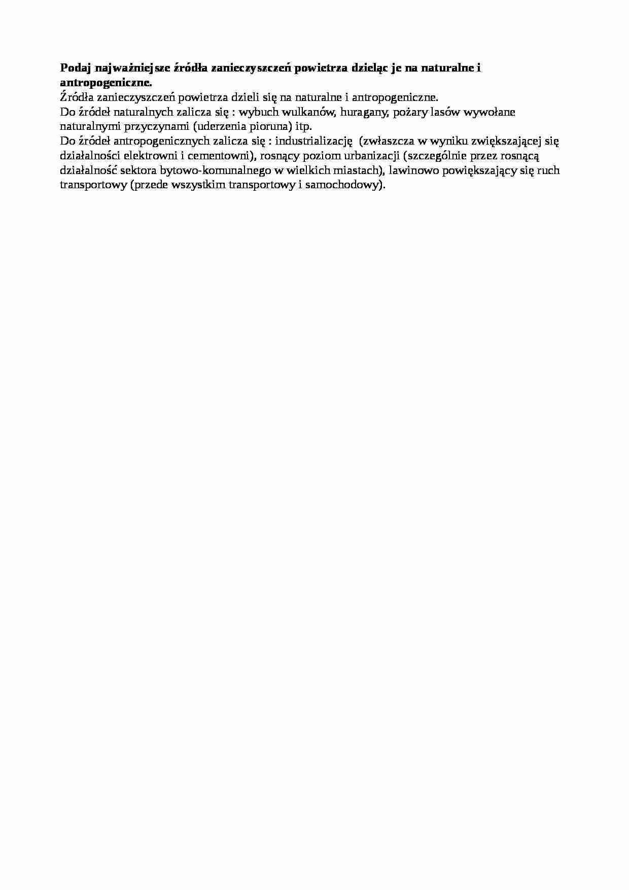 Źródła zanieczyszczeń powietrza - omówienie  - strona 1