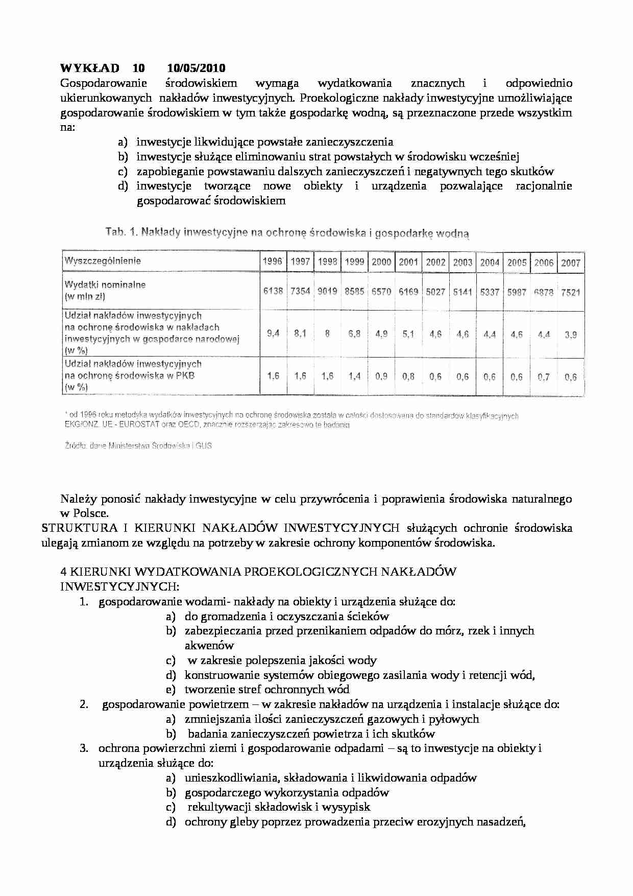 Gospodarowanie środowiskiem - wykład - strona 1