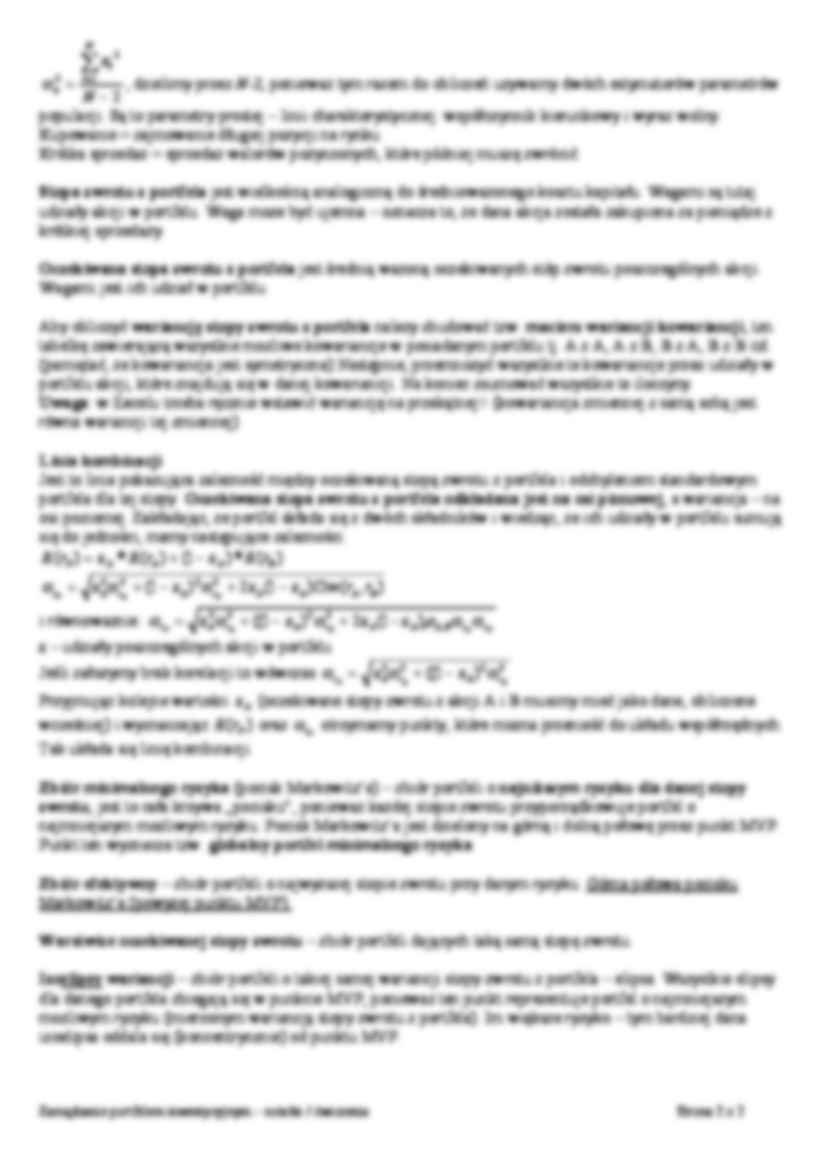 Zarządzanie portfelem inwestycyjnym, notatki - strona 2