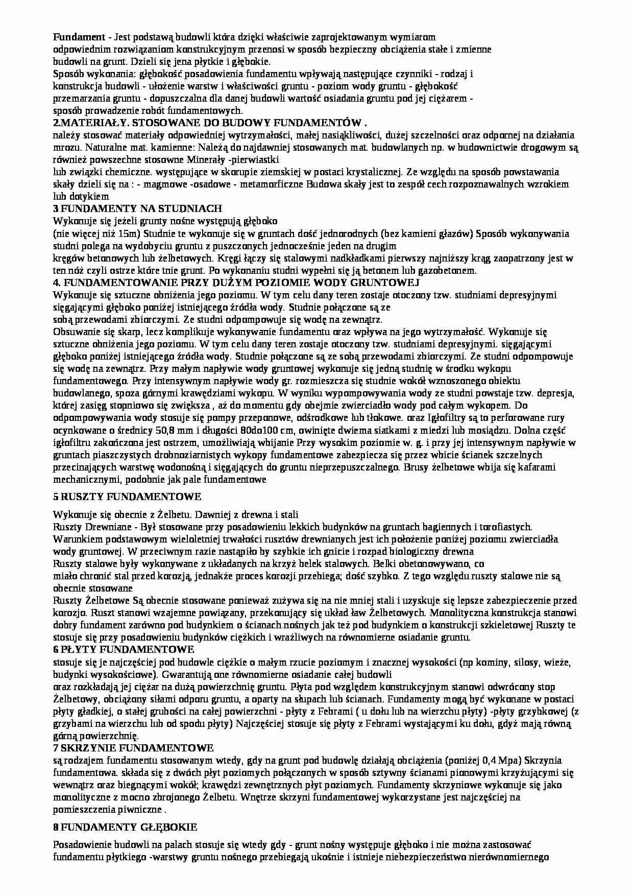 Podstawy budownictwa - ćwiczenia - strona 1