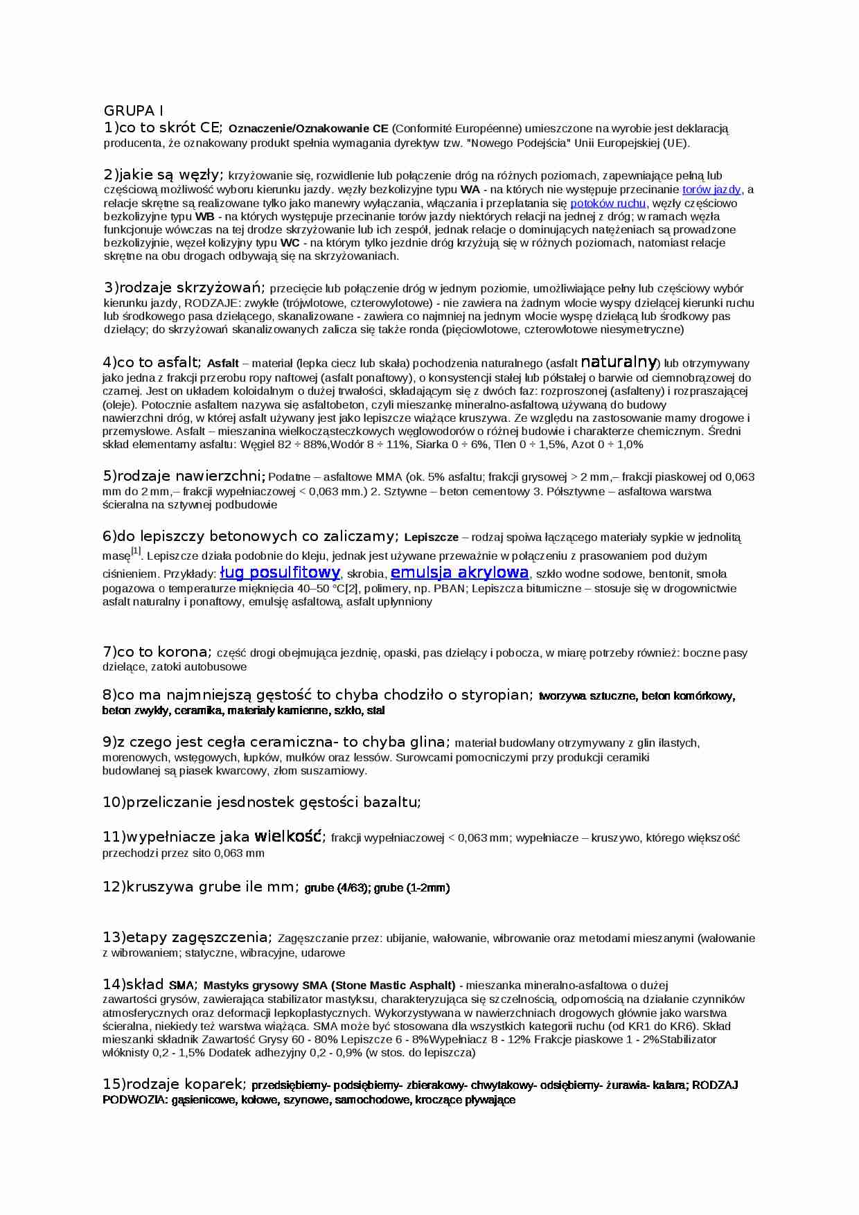 Pytania i opracowanie na egzamin - podstawy budownictwa - strona 1