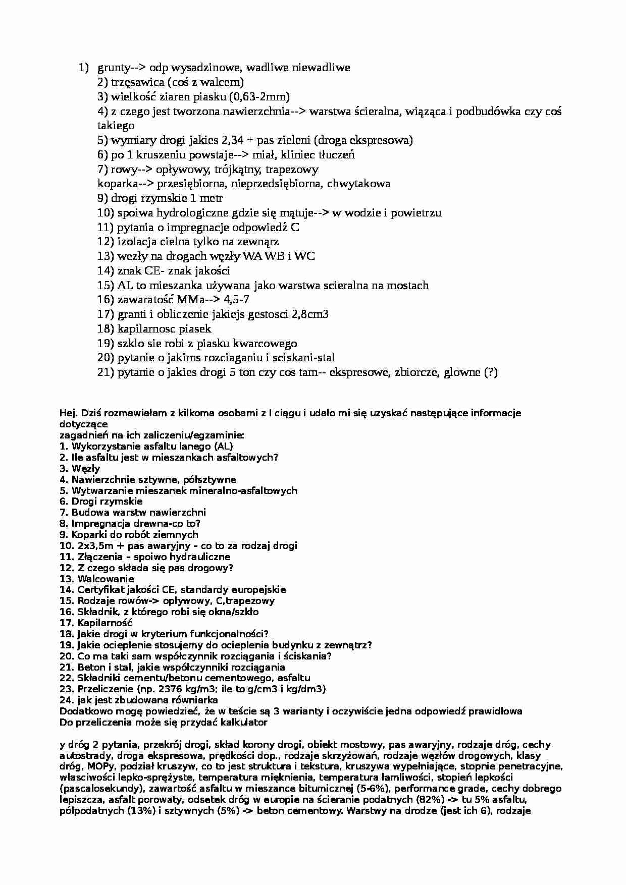 Przykładowe pytania z podstaw budownictwa - strona 1