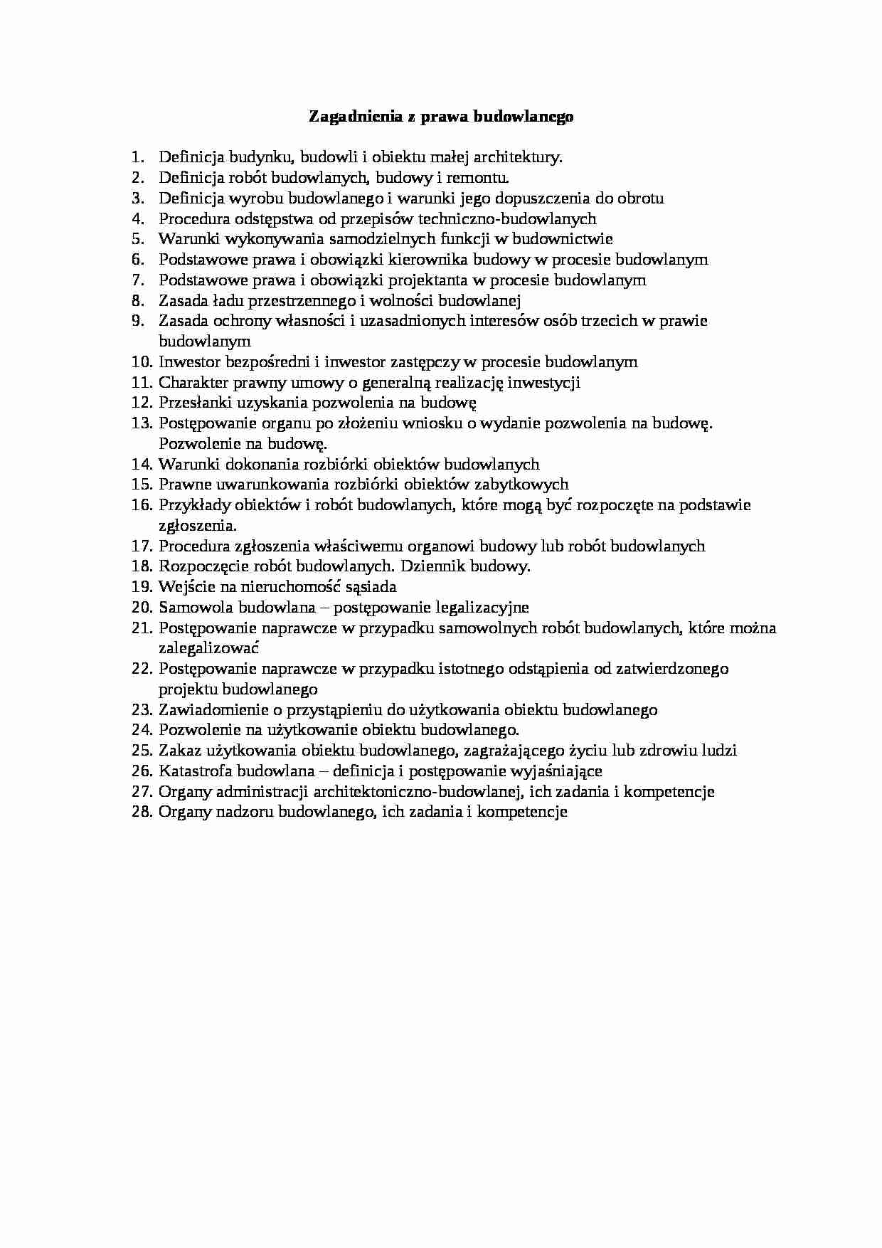 Zagadnienia z prawa budowlanego - strona 1
