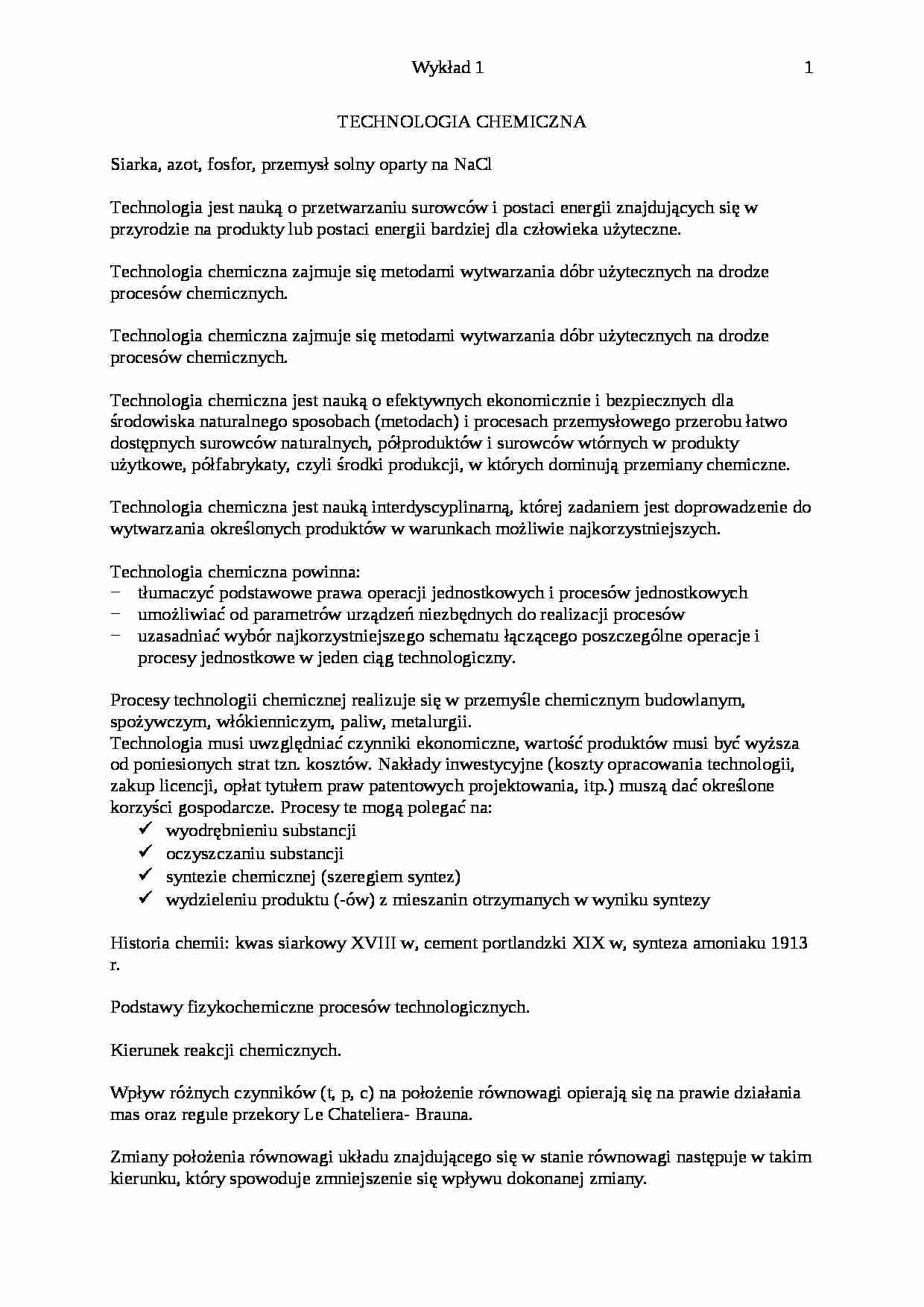 Technologia chemiczna-pojęcie - strona 1