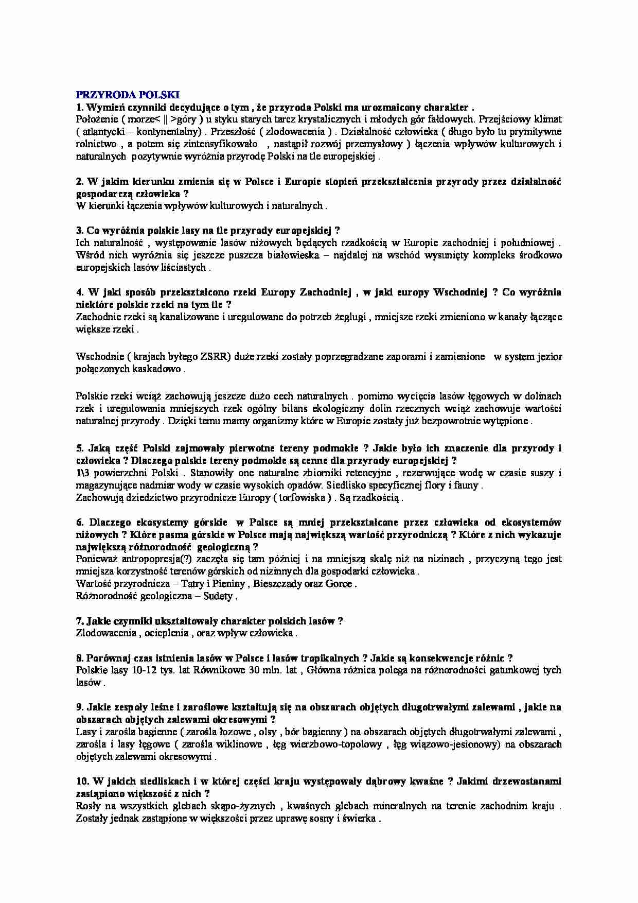 Przyroda Polski-opracowanie - strona 1