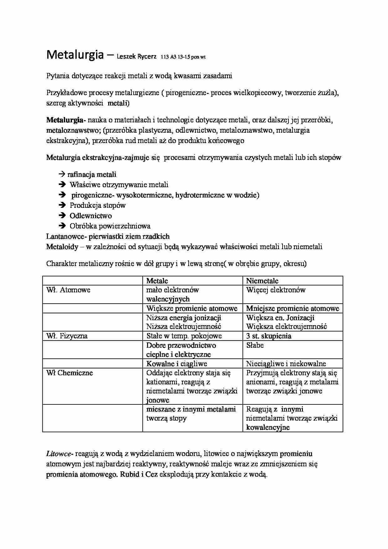 Metalurgia-opracowanie - strona 1