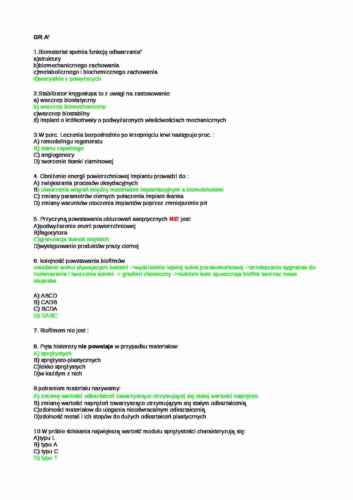 Biomateriały-zagadnienia na egzamin - strona 1