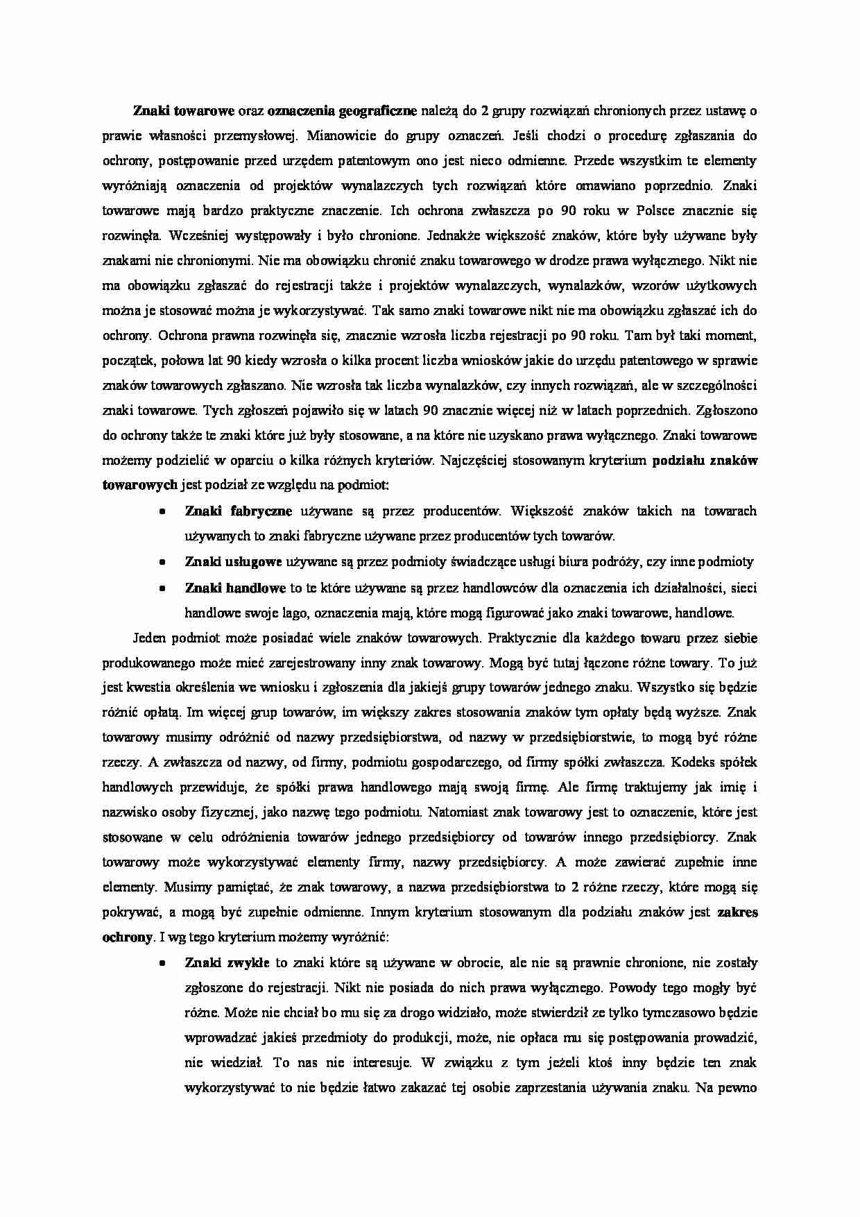 Znaki towarowe i oznaczenia geograficzne-opracowanie - strona 1