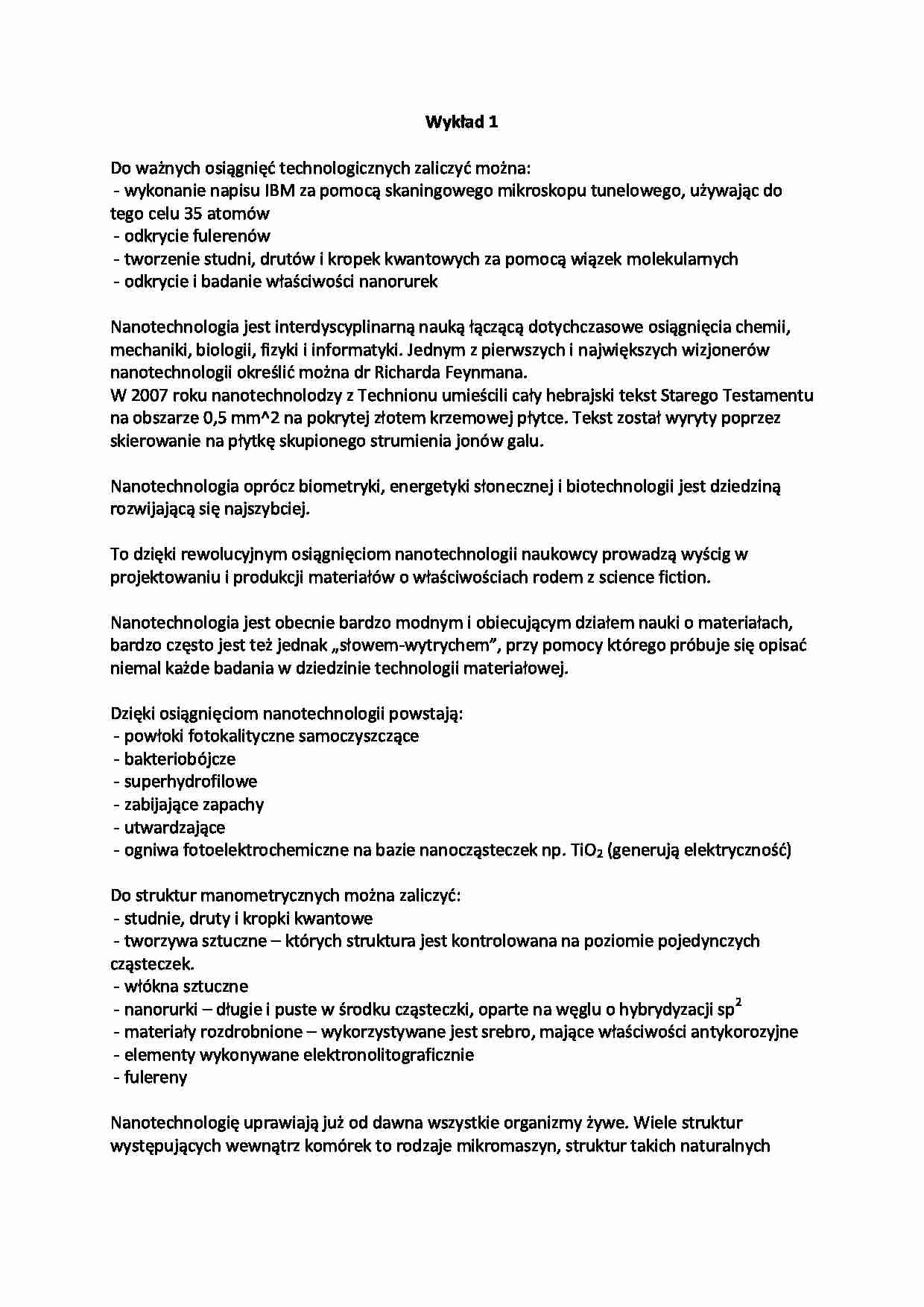 Nanotechnologia-opracowanie - strona 1