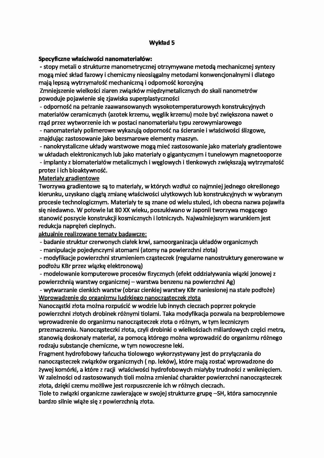 Specyficzne właściwości nanomateriałów-opracowanie - strona 1