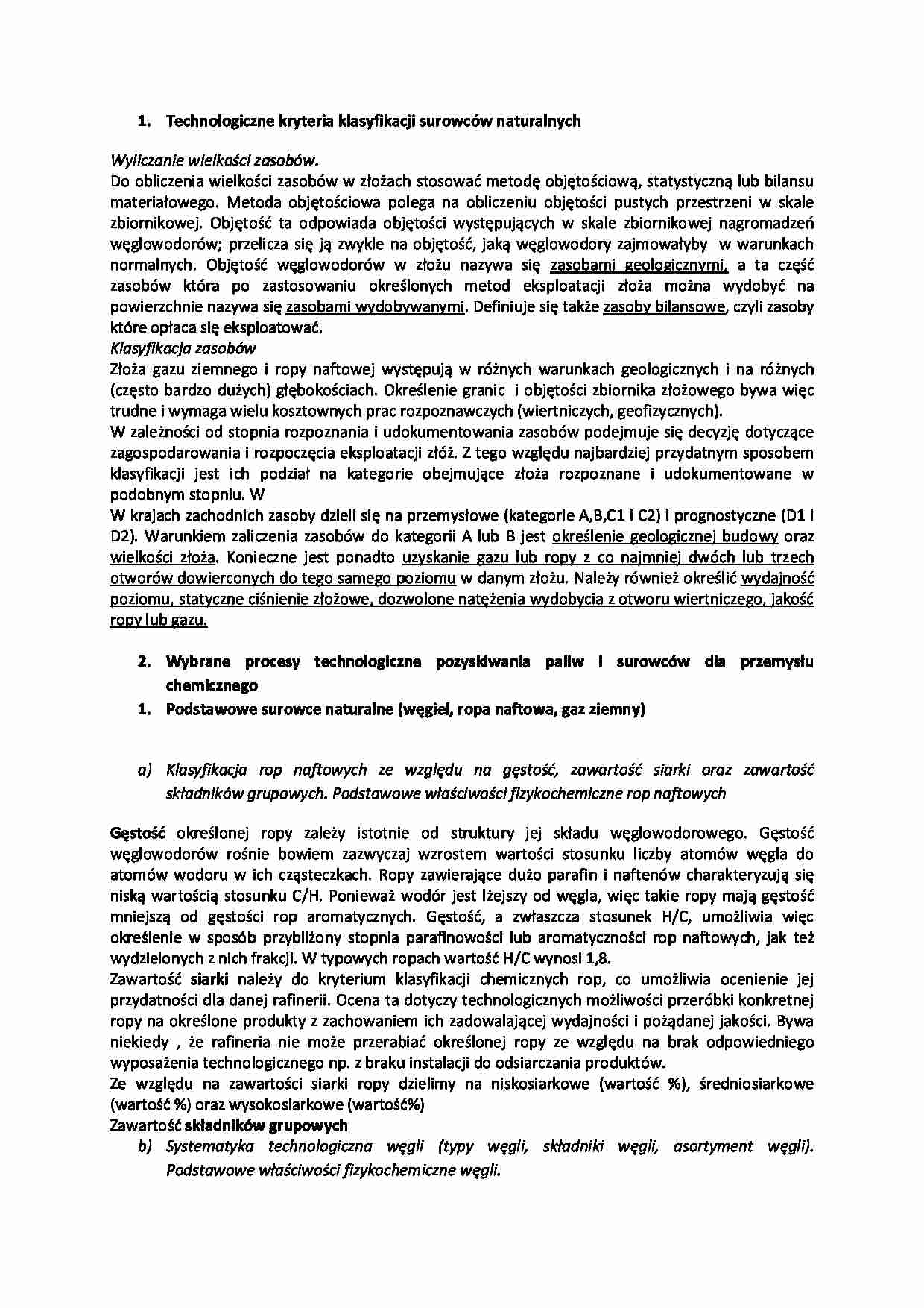 Podstawowe surowce naturalne-opracowanie - strona 1