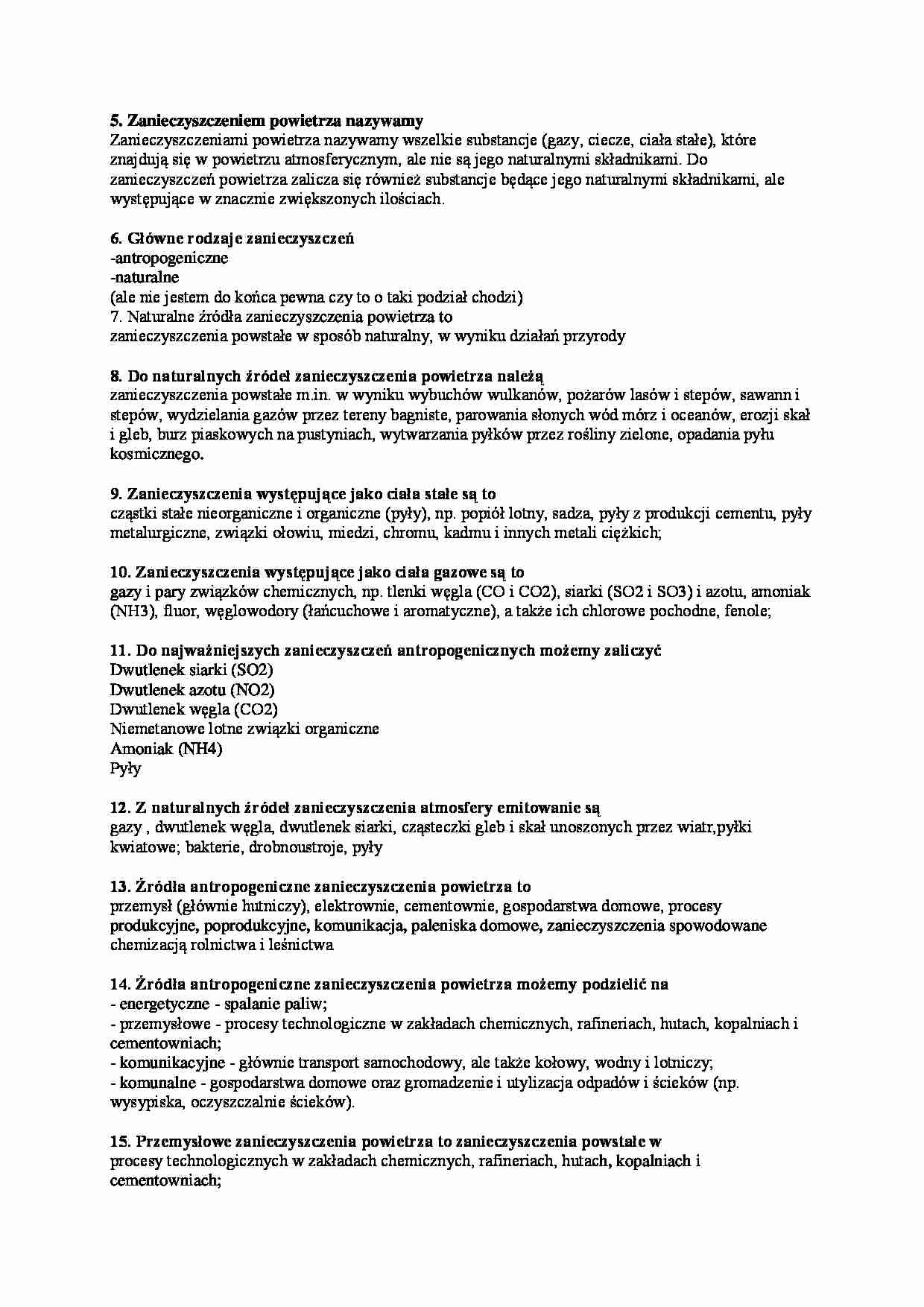 zanieczyszczenia powietrza - omówienie  - strona 1