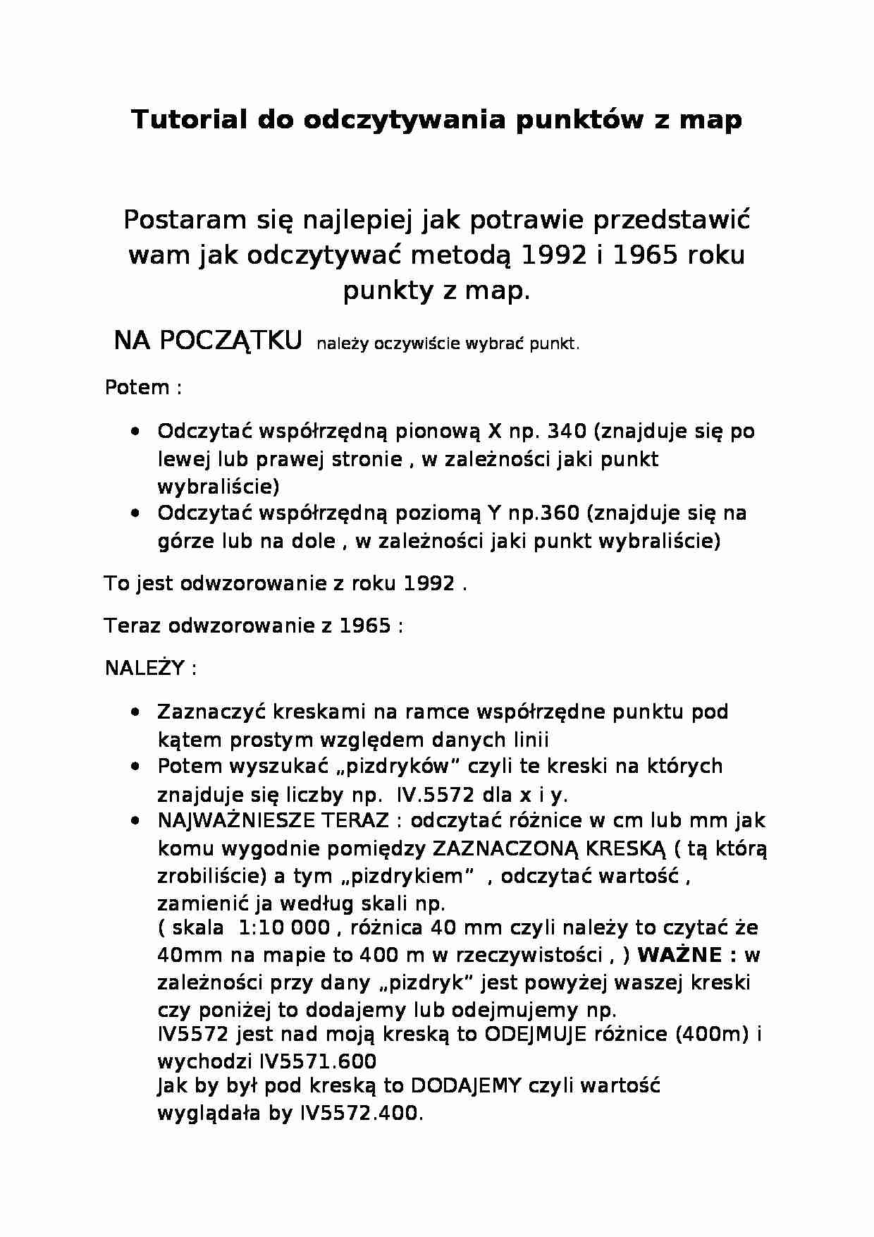Tutorial do odczytywania punktów z map - strona 1