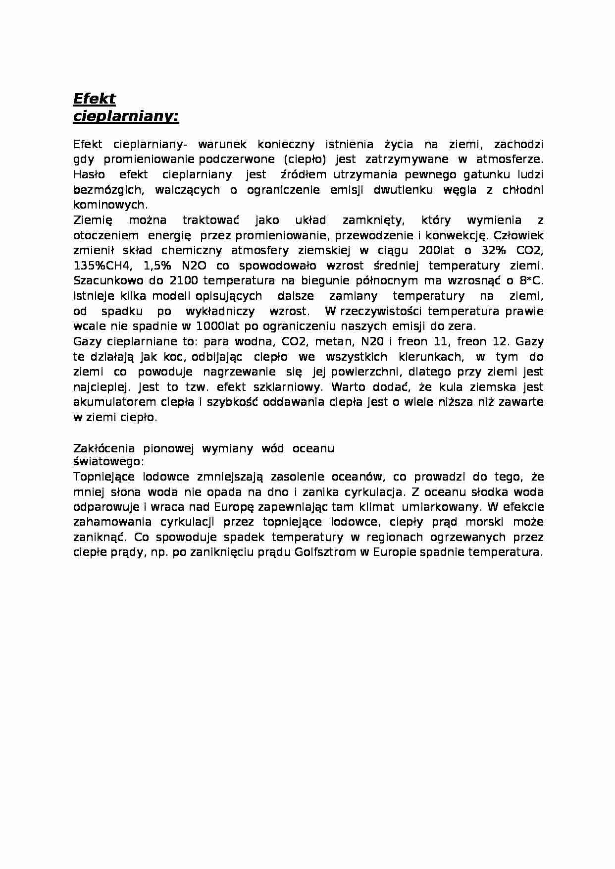 Ćwiczenia - efekt cieplarniany i ozonosfera. - strona 1