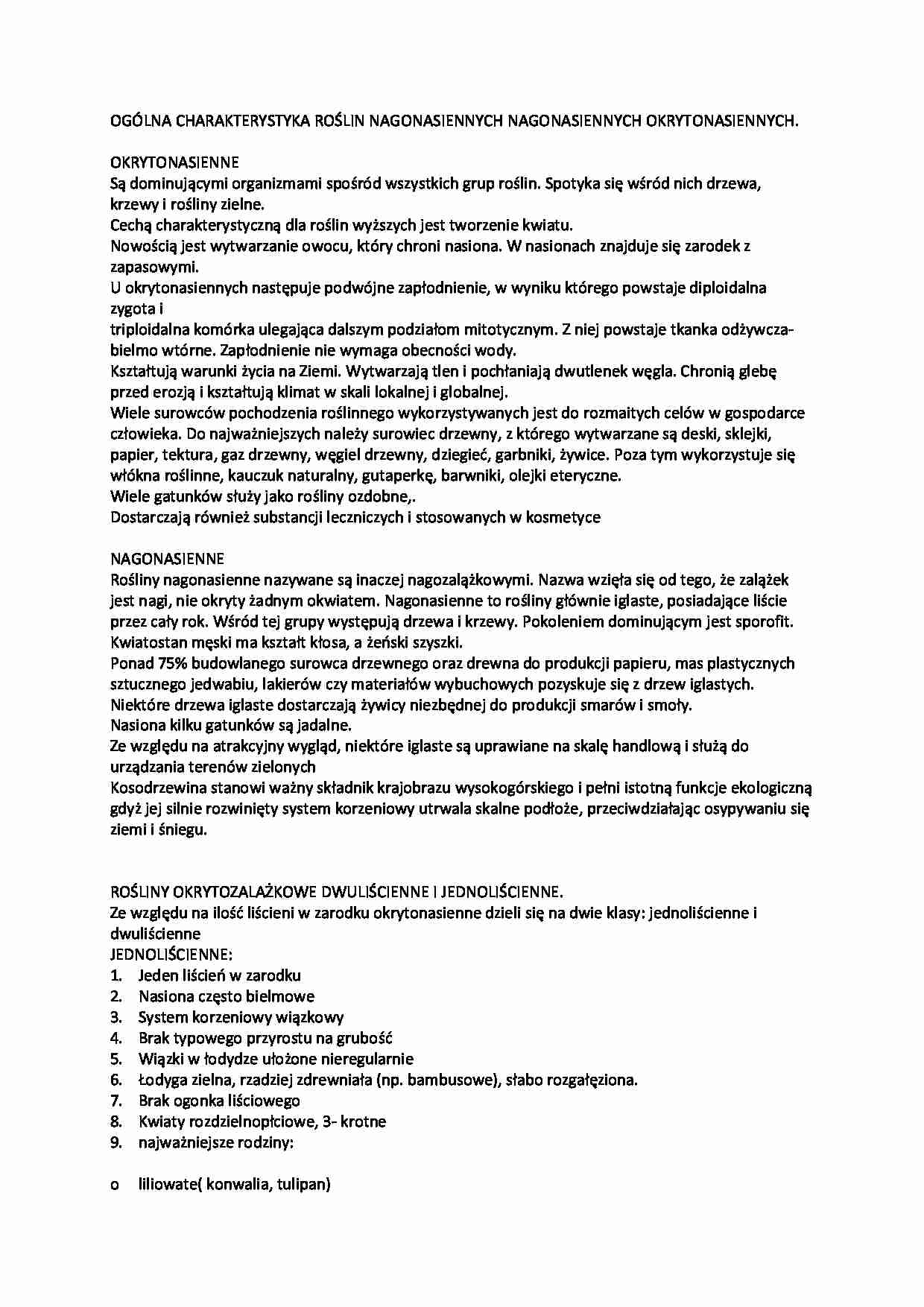 Ćwiczenia - rośliny nagonasienne i okrytonasienne - strona 1